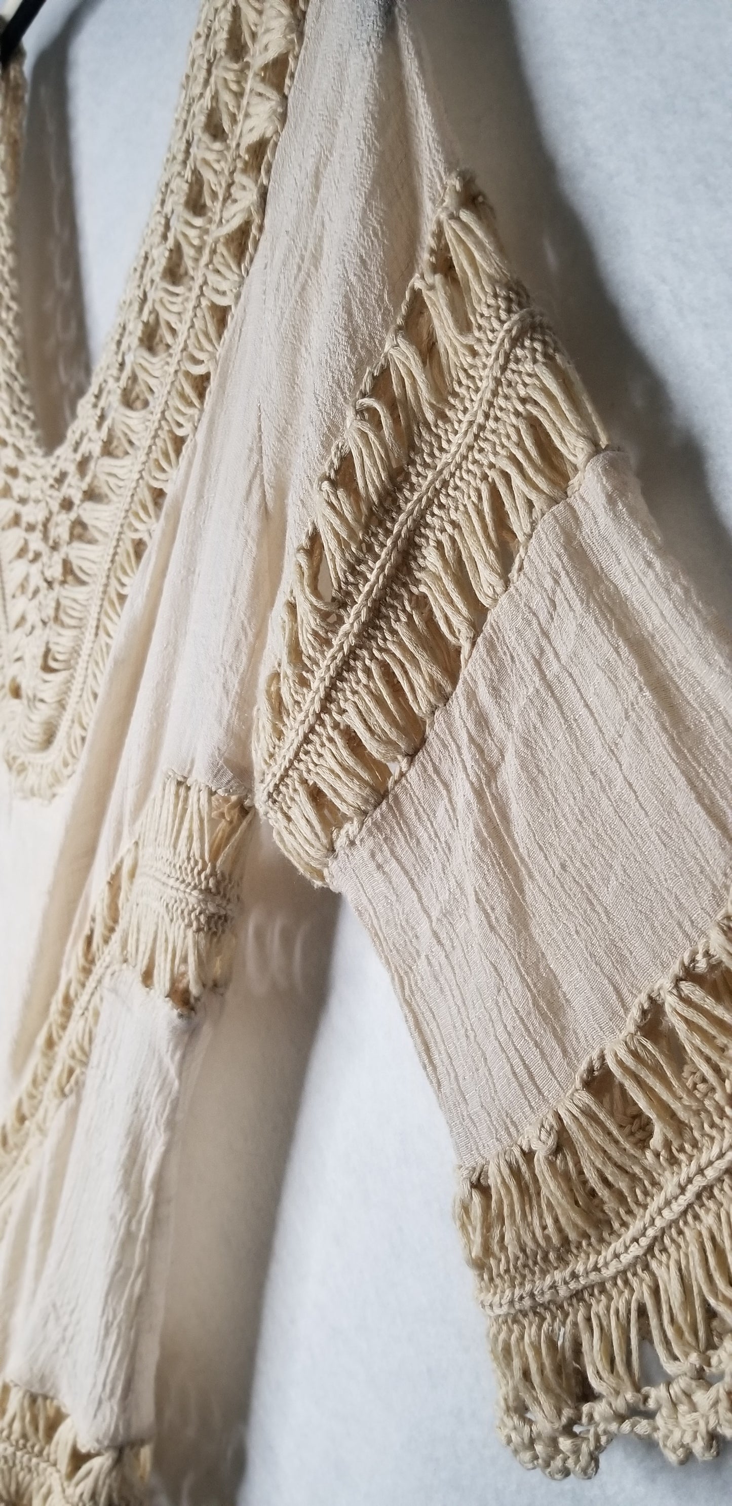 Macrame Tan Boho Blouse Med/Large