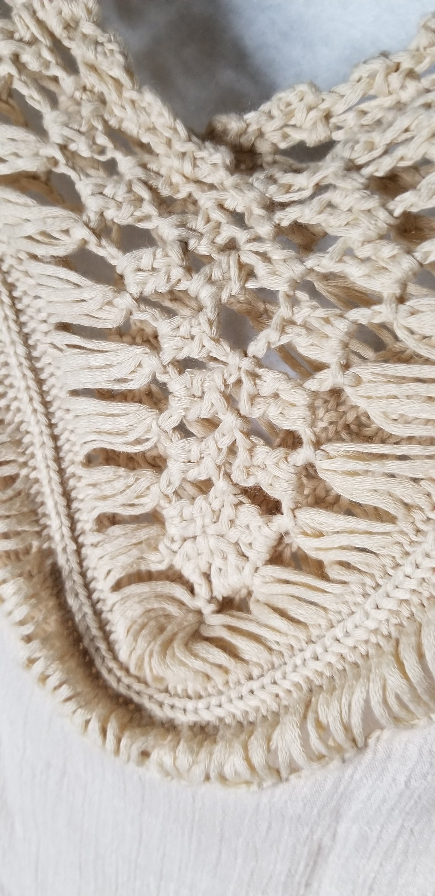 Macrame Tan Boho Blouse Med/Large