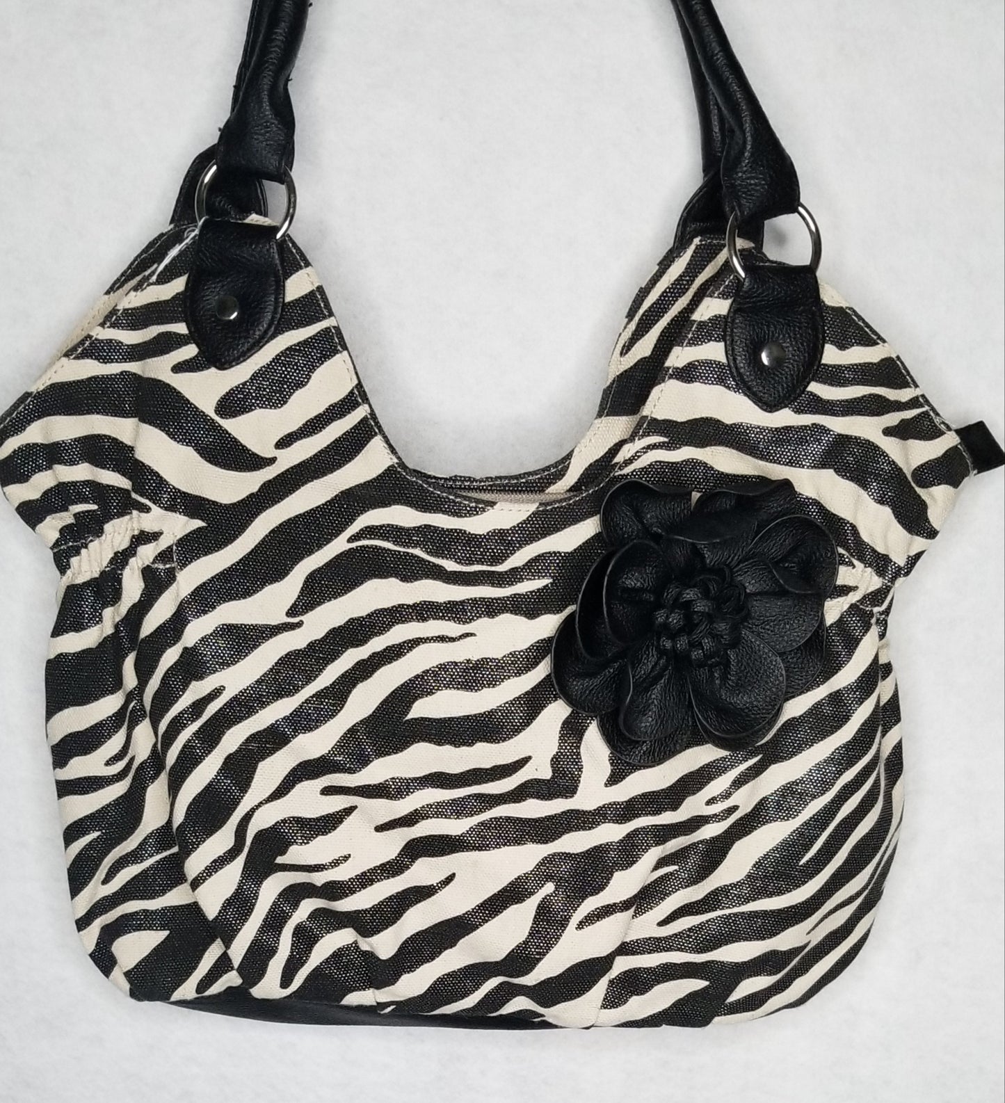Zebra Stiped Shoulder bag with Flower