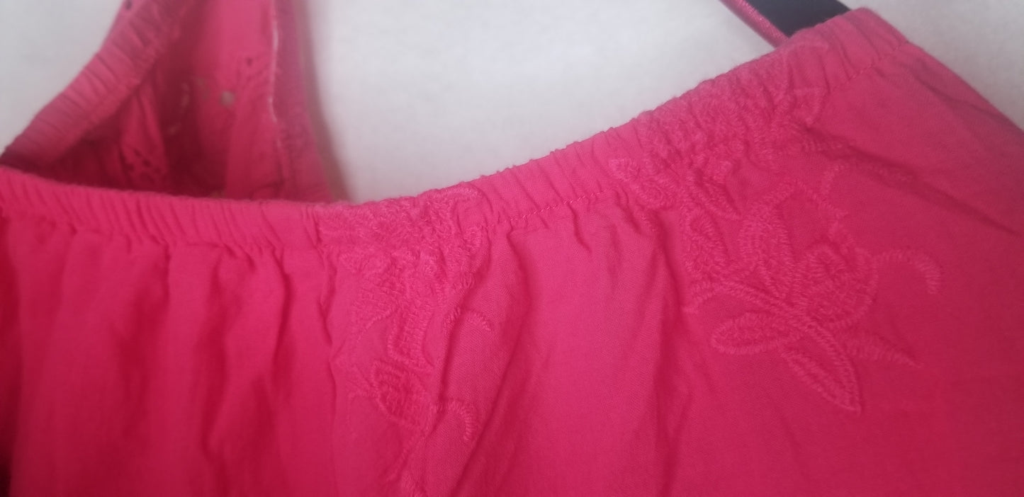 Lane Bryant Hot Pink Off Shouder Embroidered Tunic Size 18/20