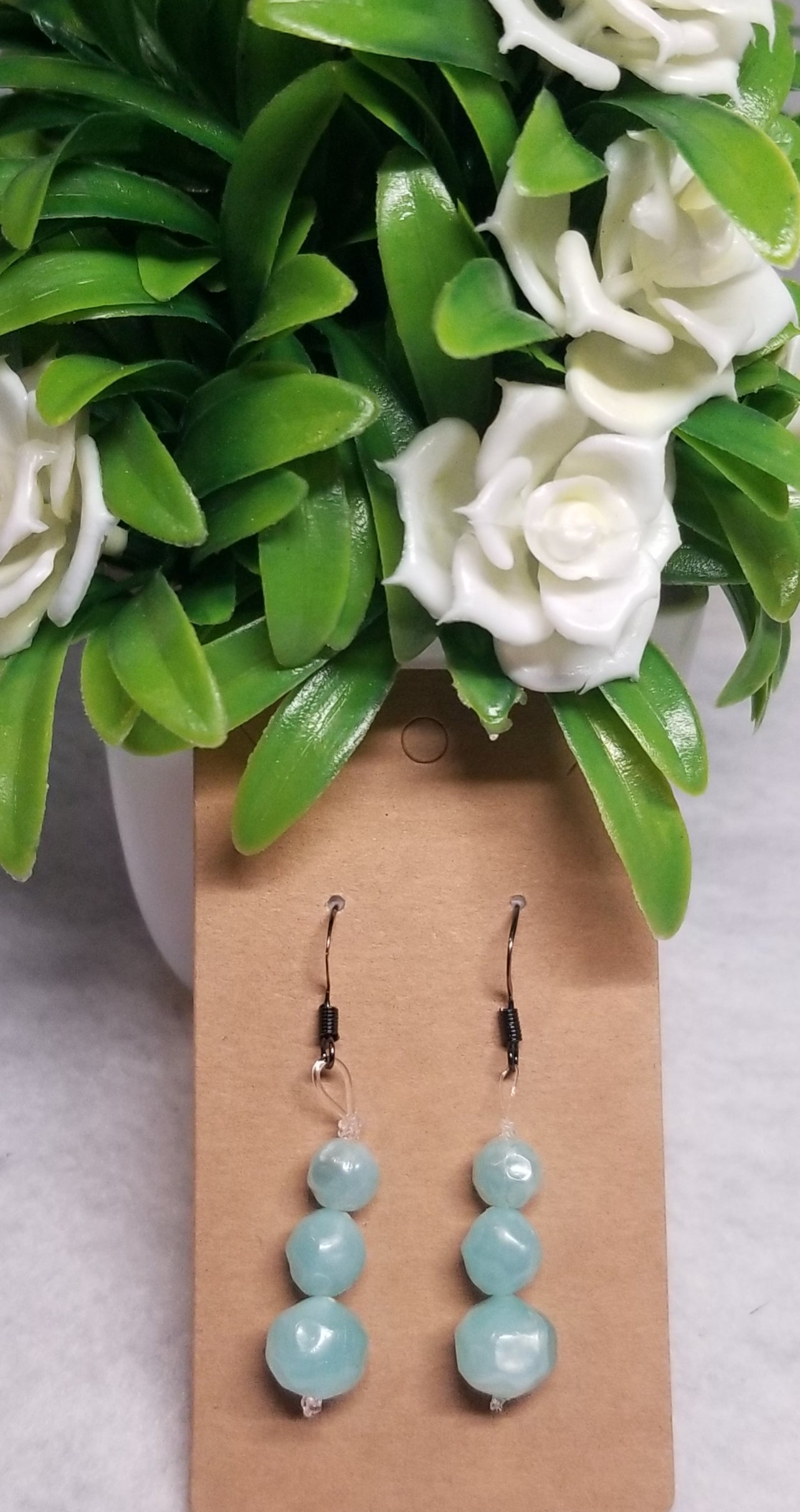Pastel Blue Beaded Earrings