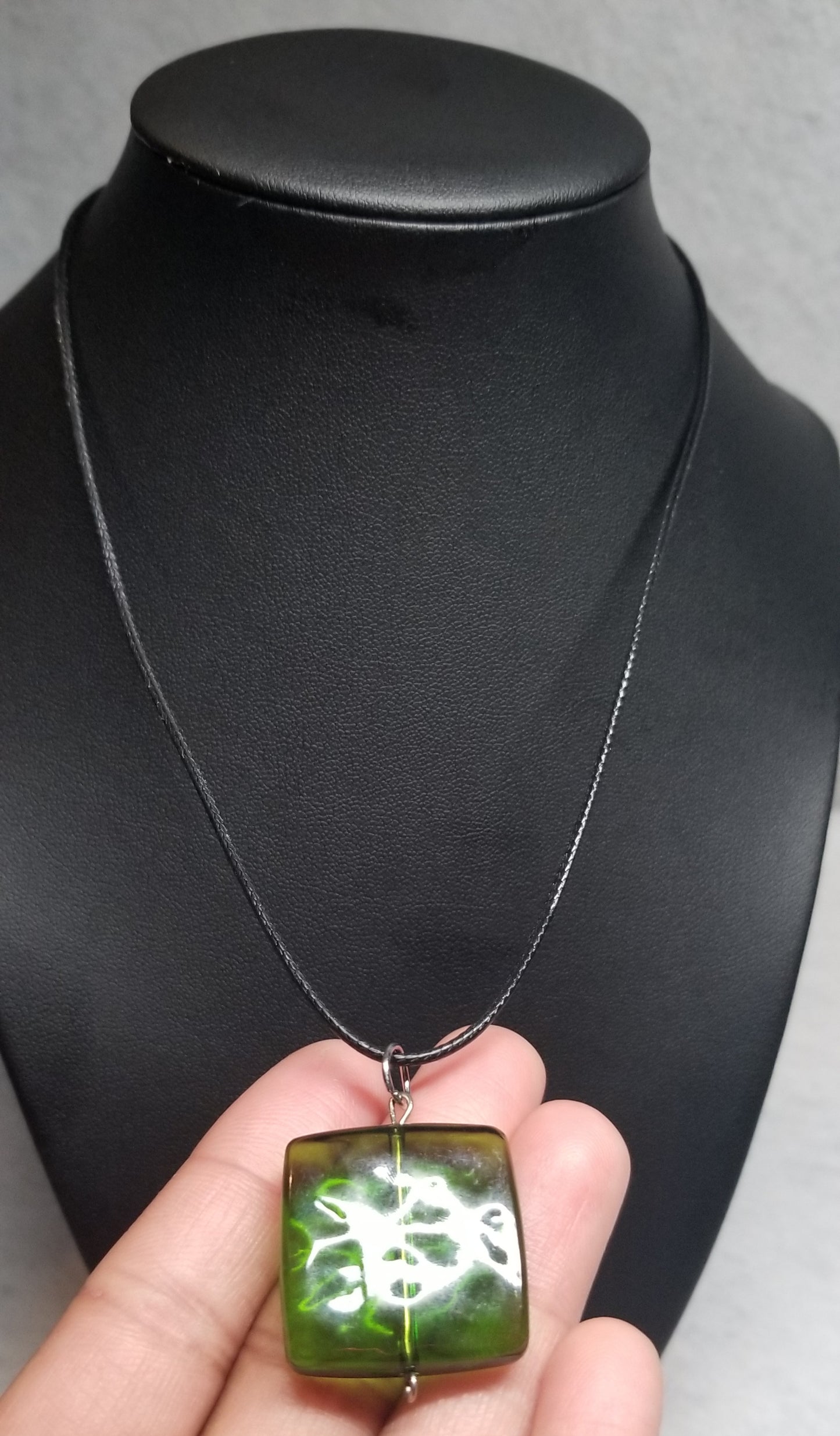 Green Square Beaded Necklace