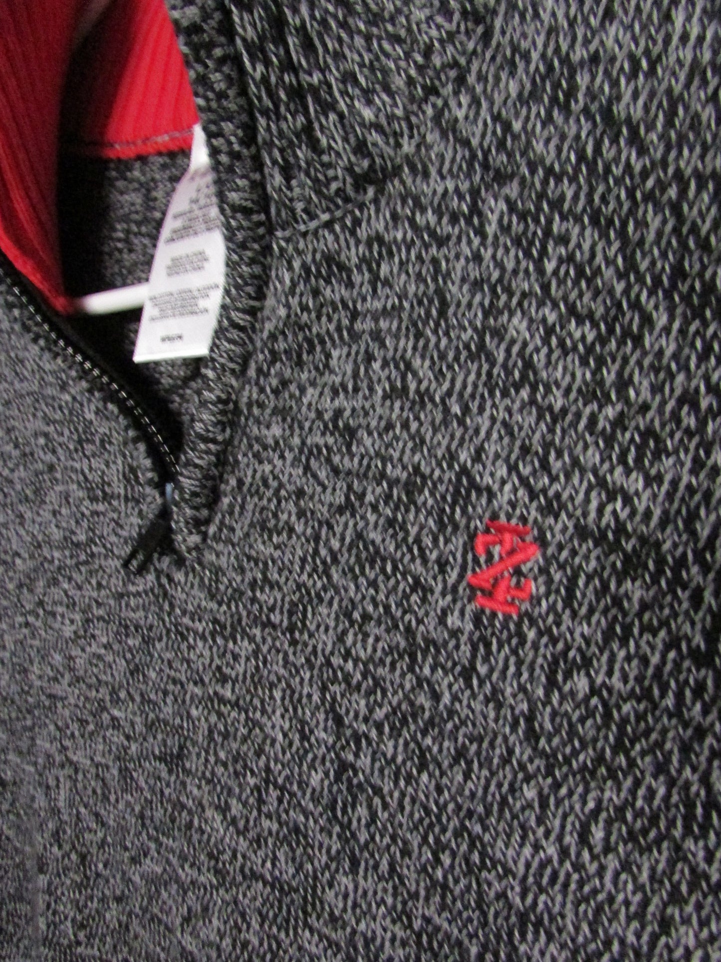 izod Men's Ribbed Sweater size L/G Gray with zipper on collar