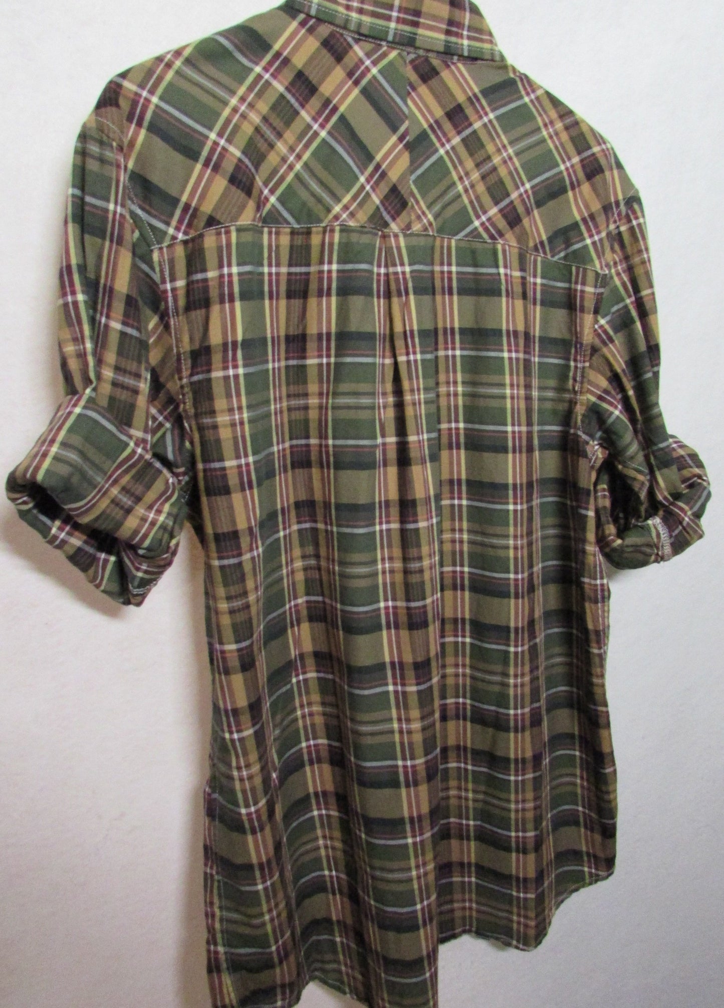 Castaway Men's Button-up shirt Brown Green Yellow plaid Size S