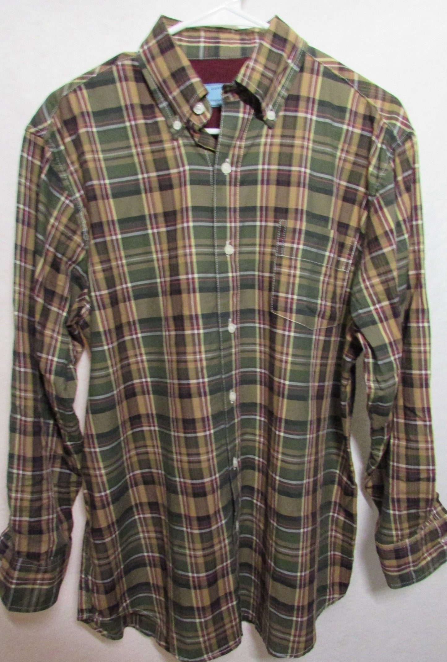 Castaway Men's Button-up shirt Brown Green Yellow plaid Size S