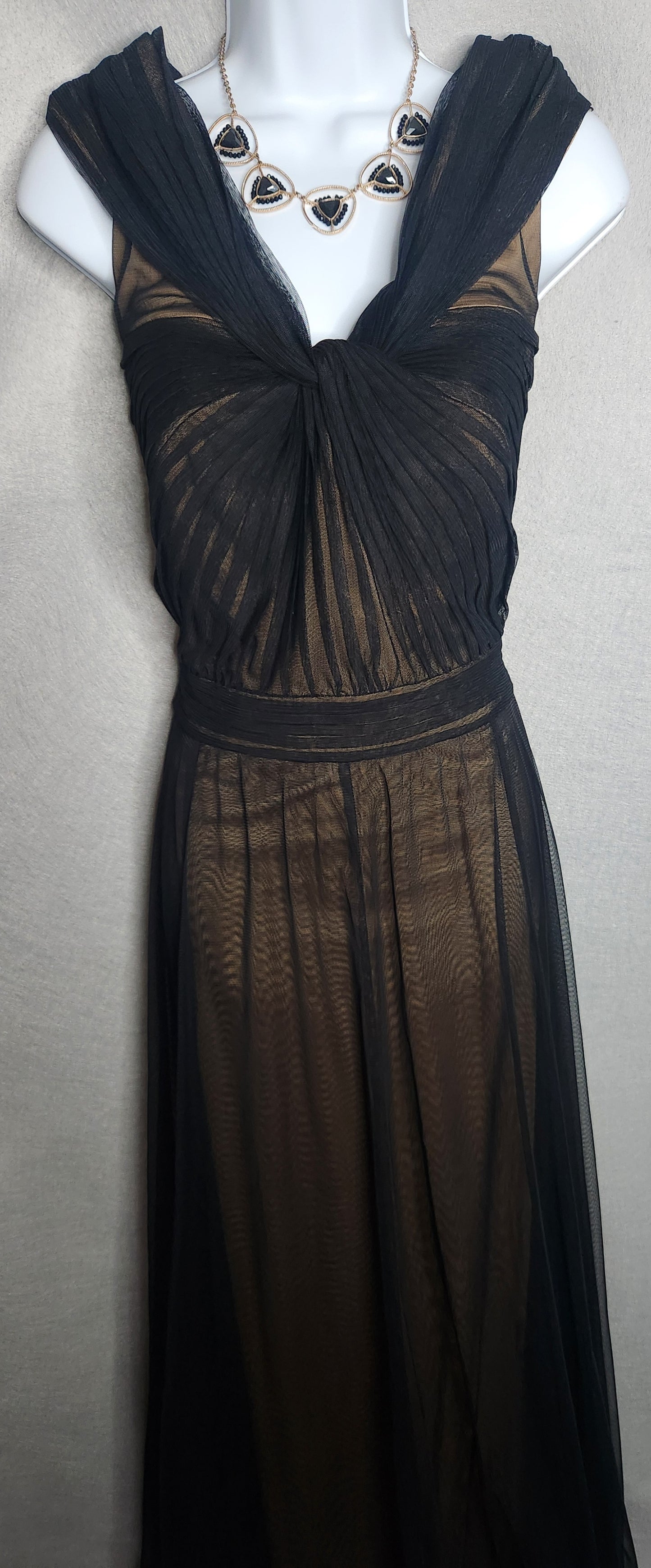 Tadashi Shoji Long Black Tulle Dress Size 10