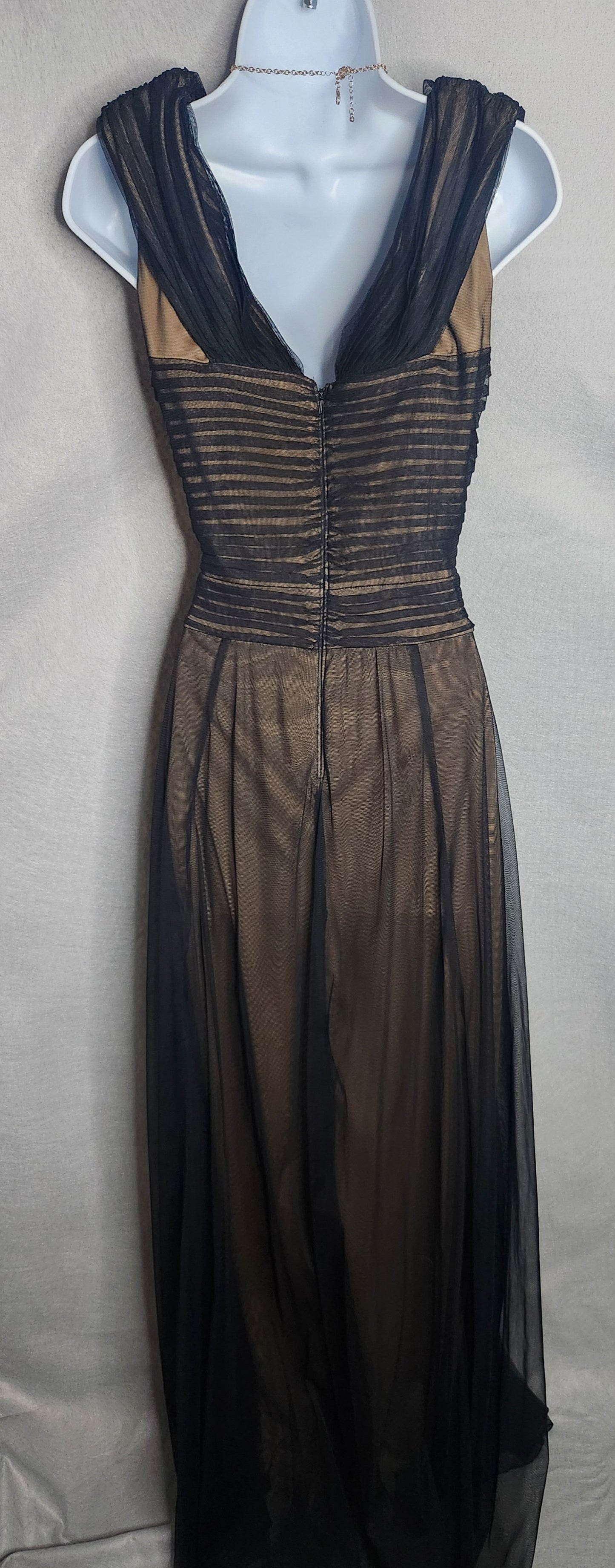 Tadashi Shoji Long Black Tulle Dress Size 10