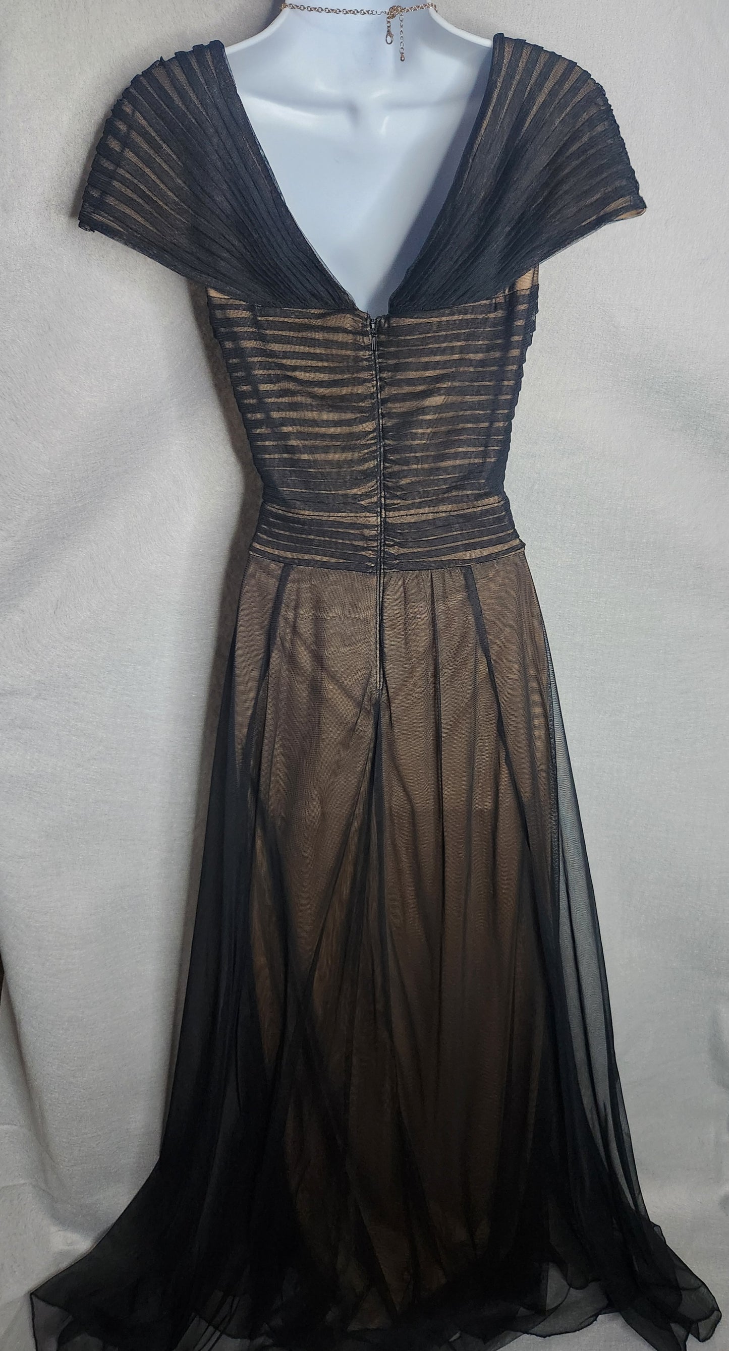Tadashi Shoji Long Black Tulle Dress Size 10