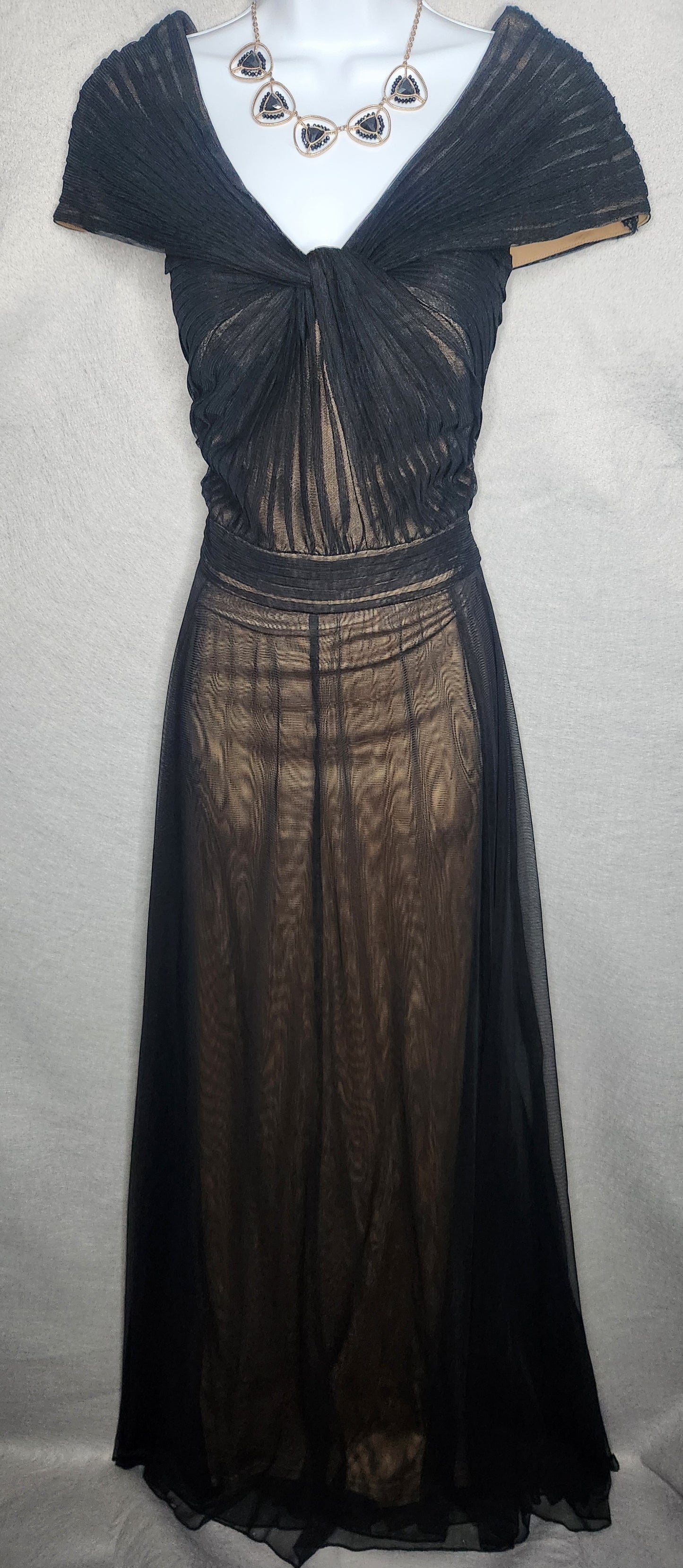 Tadashi Shoji Long Black Tulle Dress Size 10