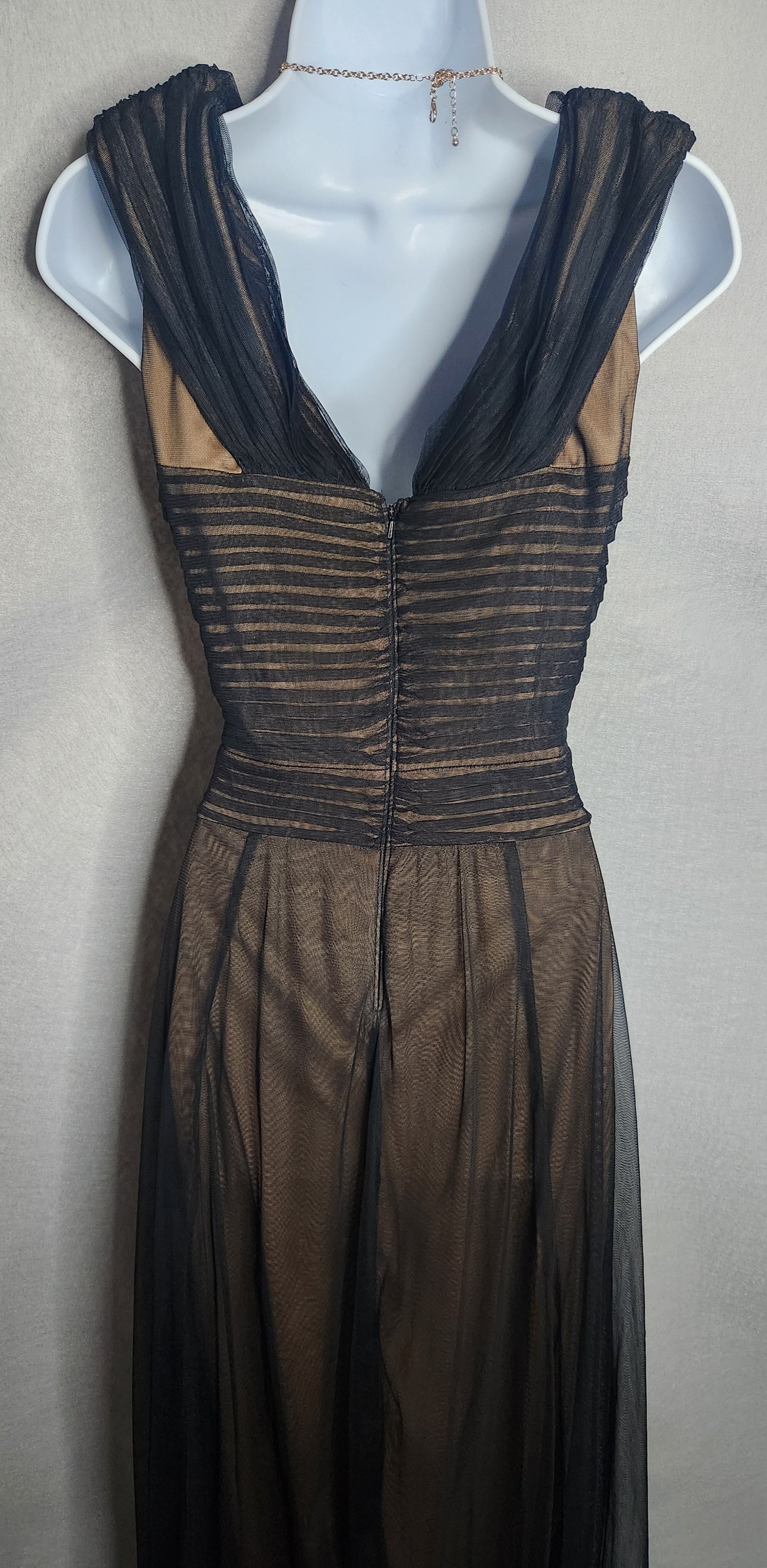 Tadashi Shoji Long Black Tulle Dress Size 10