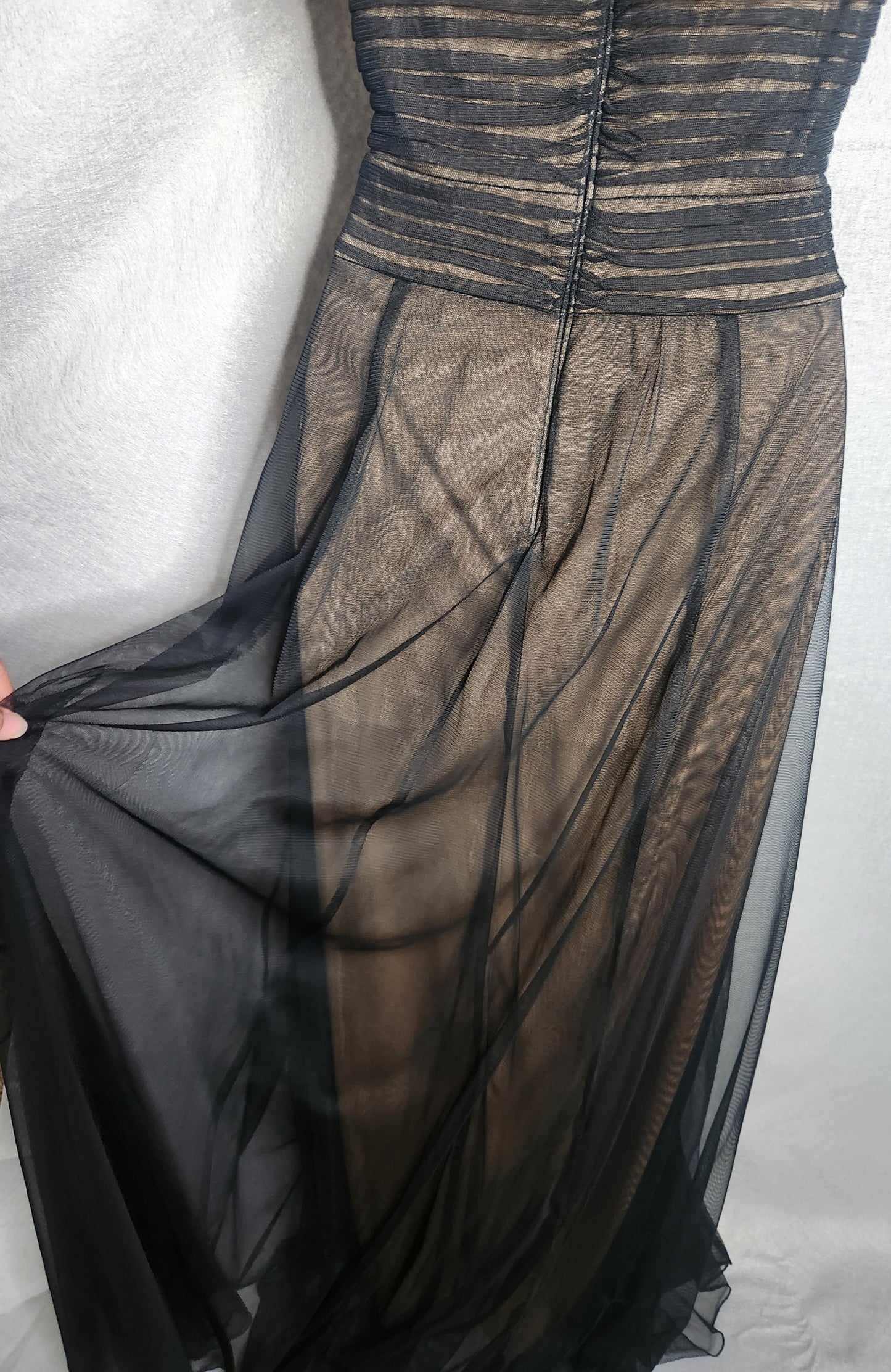 Tadashi Shoji Long Black Tulle Dress Size 10