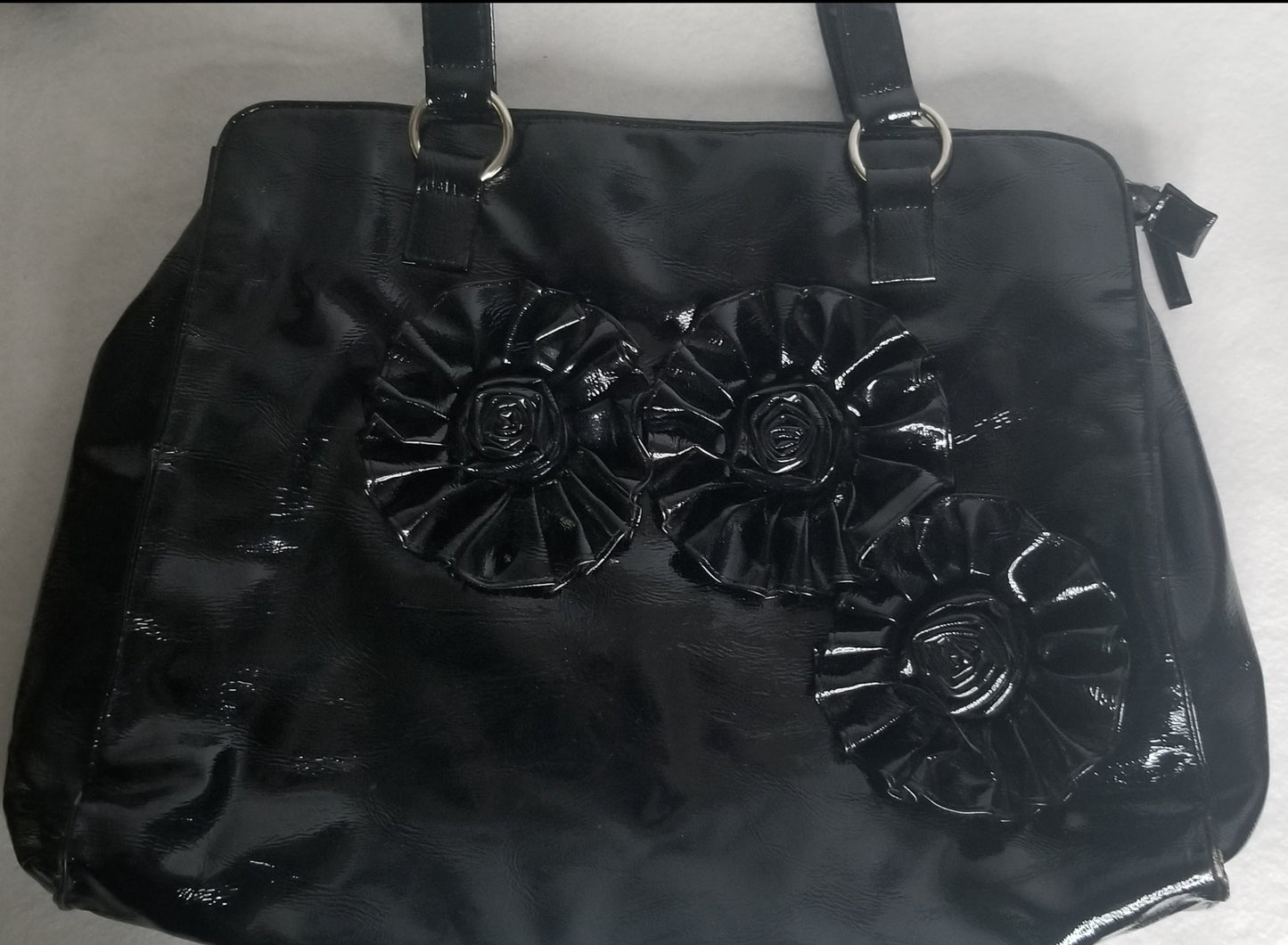 Pleather Bag with Flowers