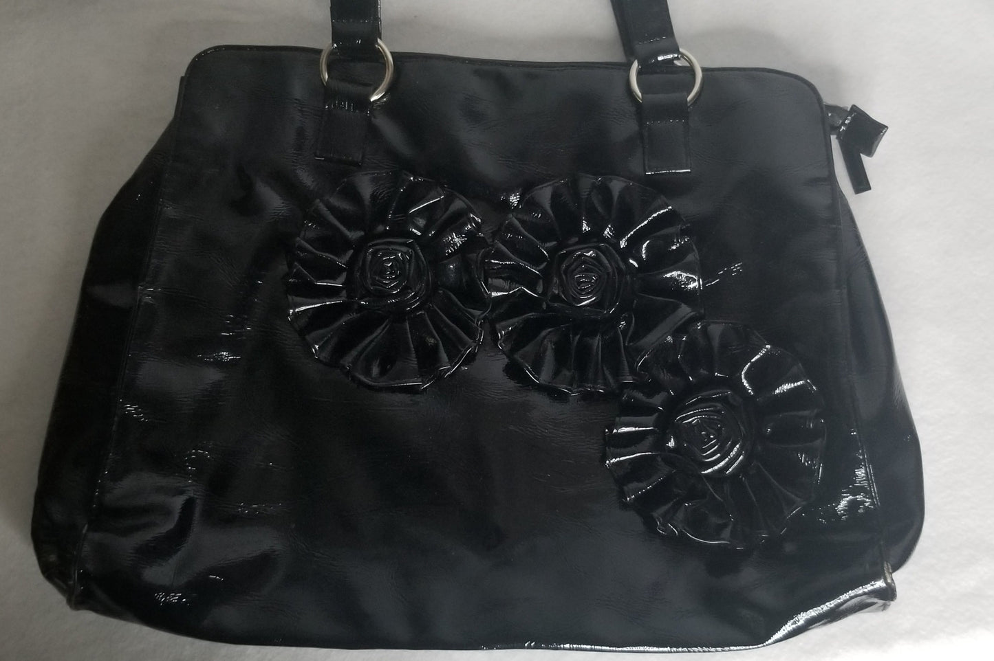 Pleather Bag with Flowers