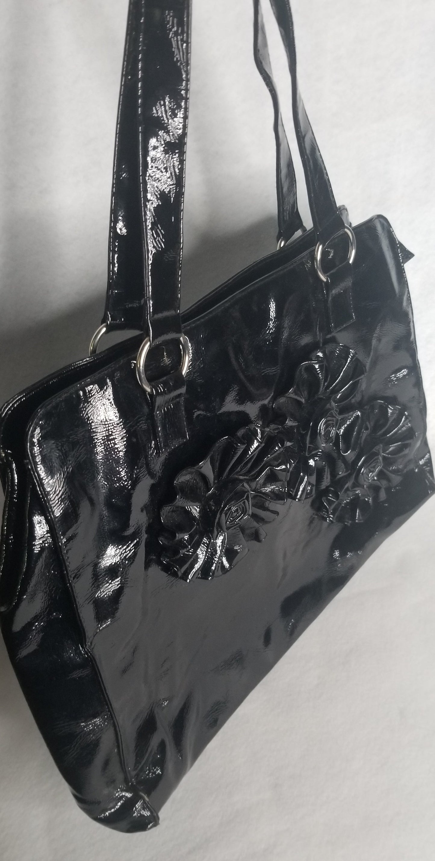 Pleather Bag with Flowers