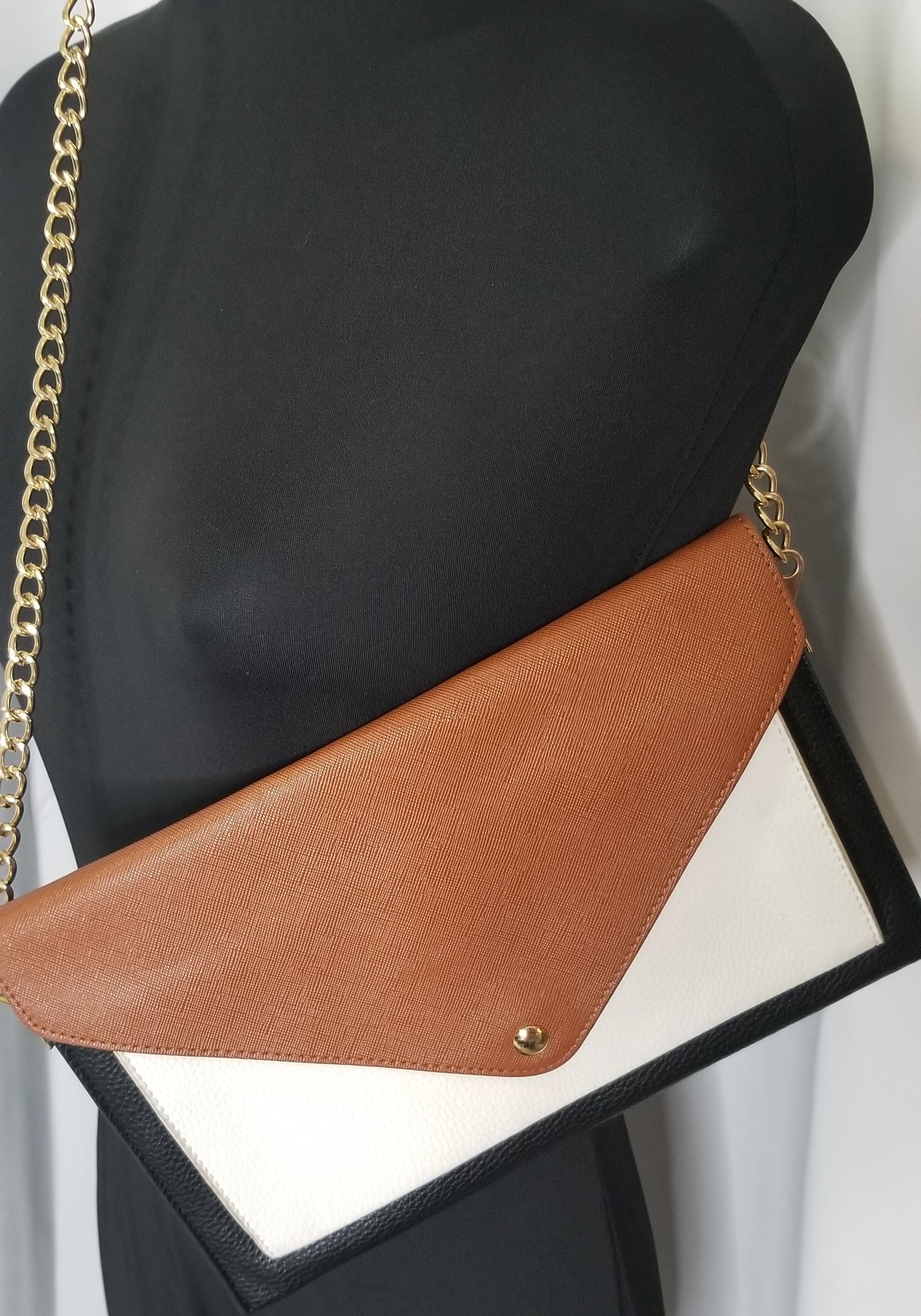 Forever21 Leather Clutch Black White & Brown