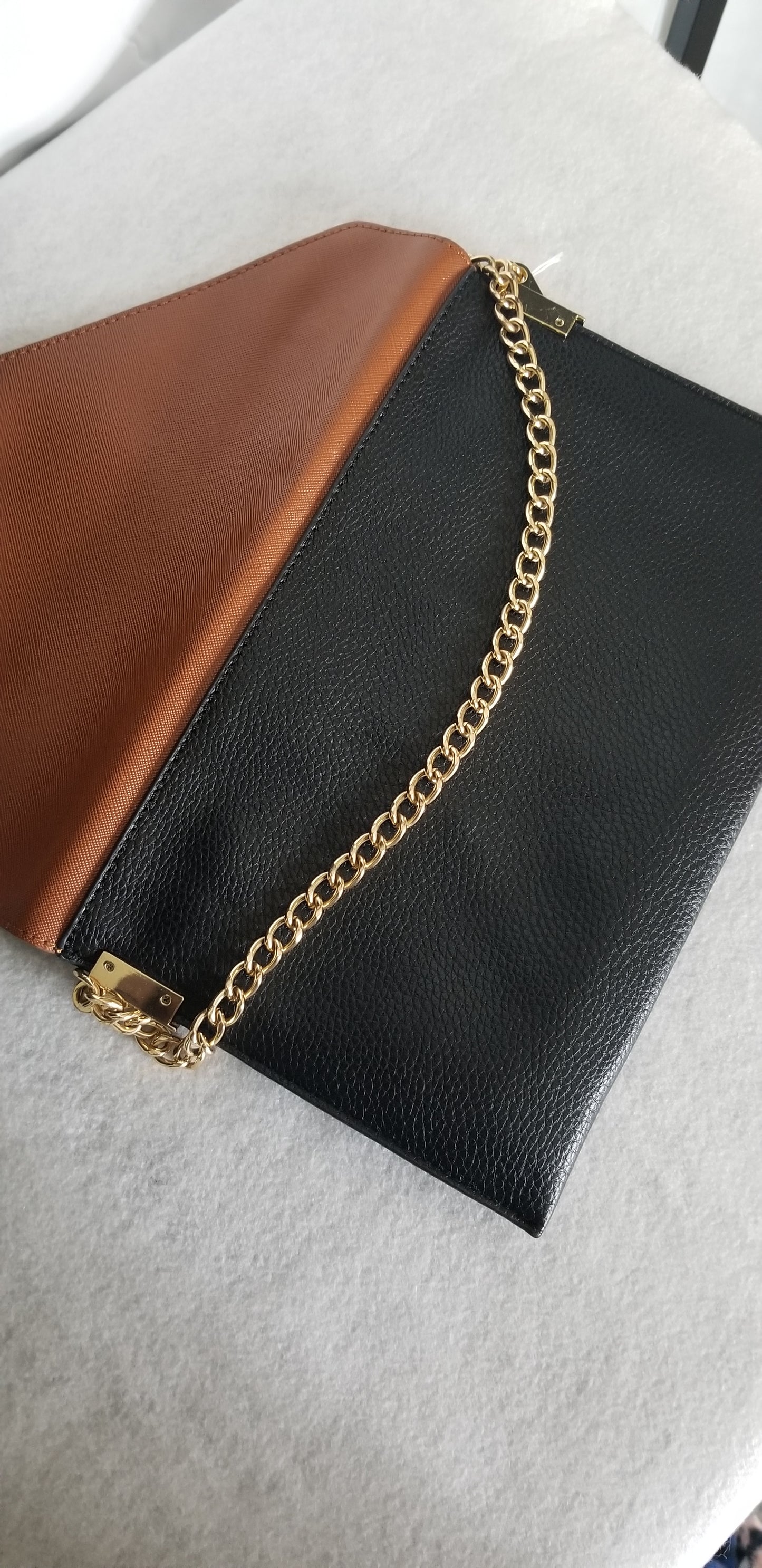 Forever21 Leather Clutch Black White & Brown