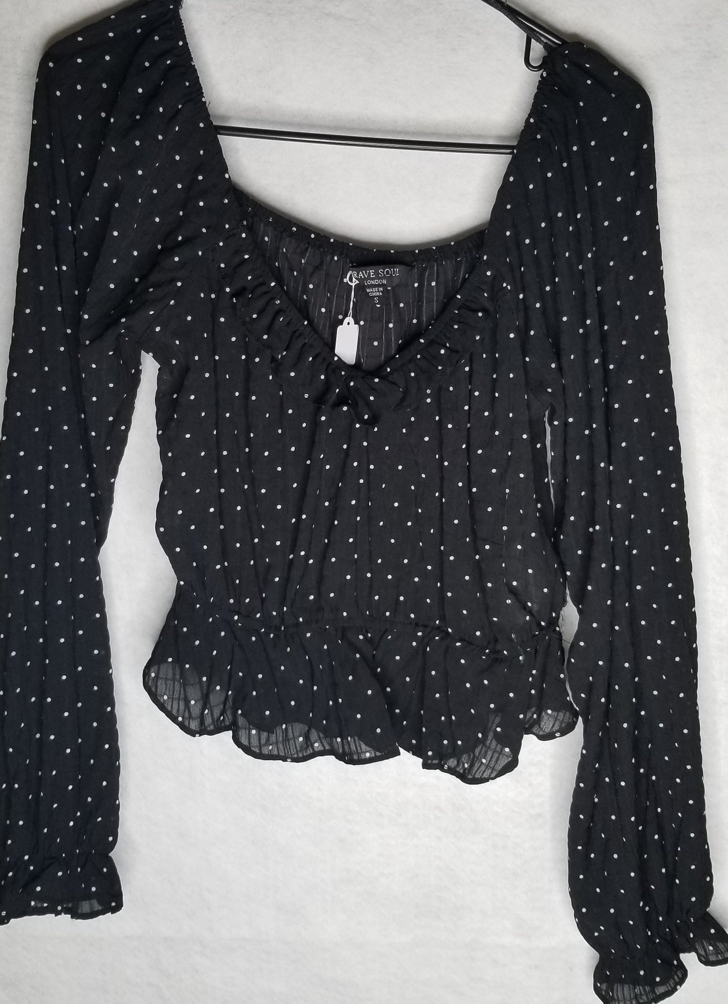 Rave Soul Black and White Polka Dot Crop Top Size S