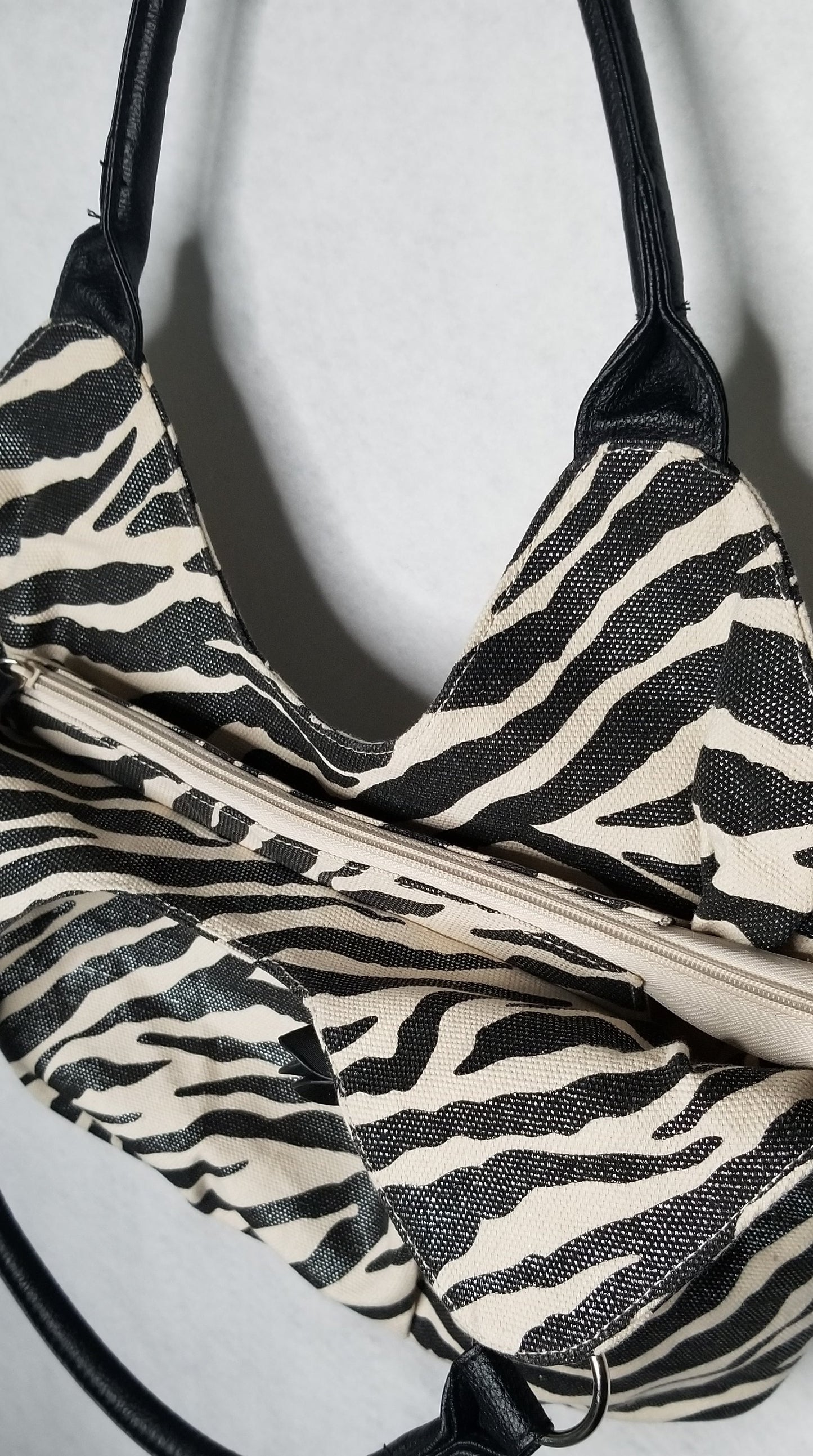 Zebra Stiped Shoulder bag with Flower