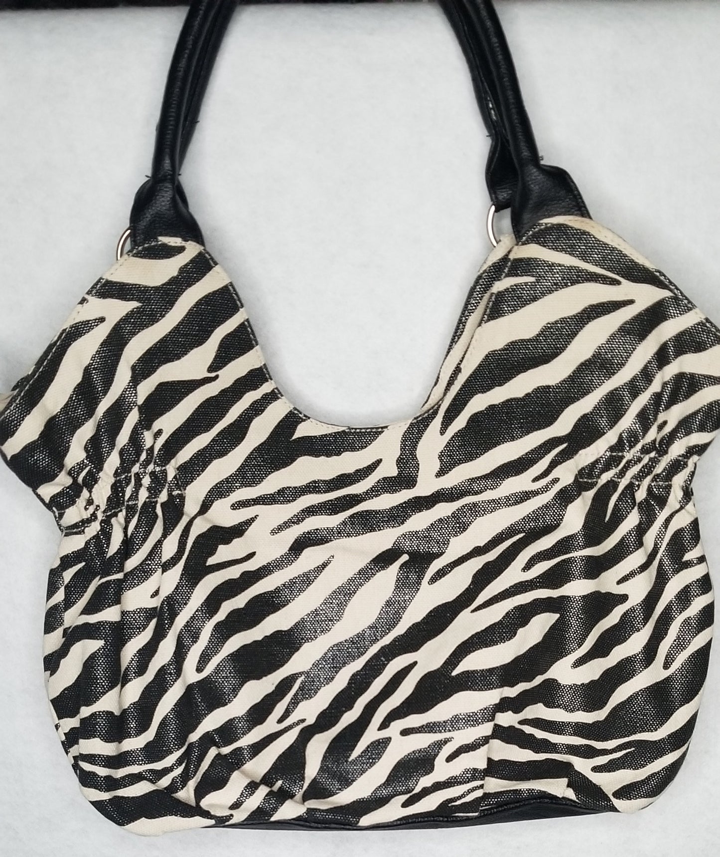 Zebra Stiped Shoulder bag with Flower