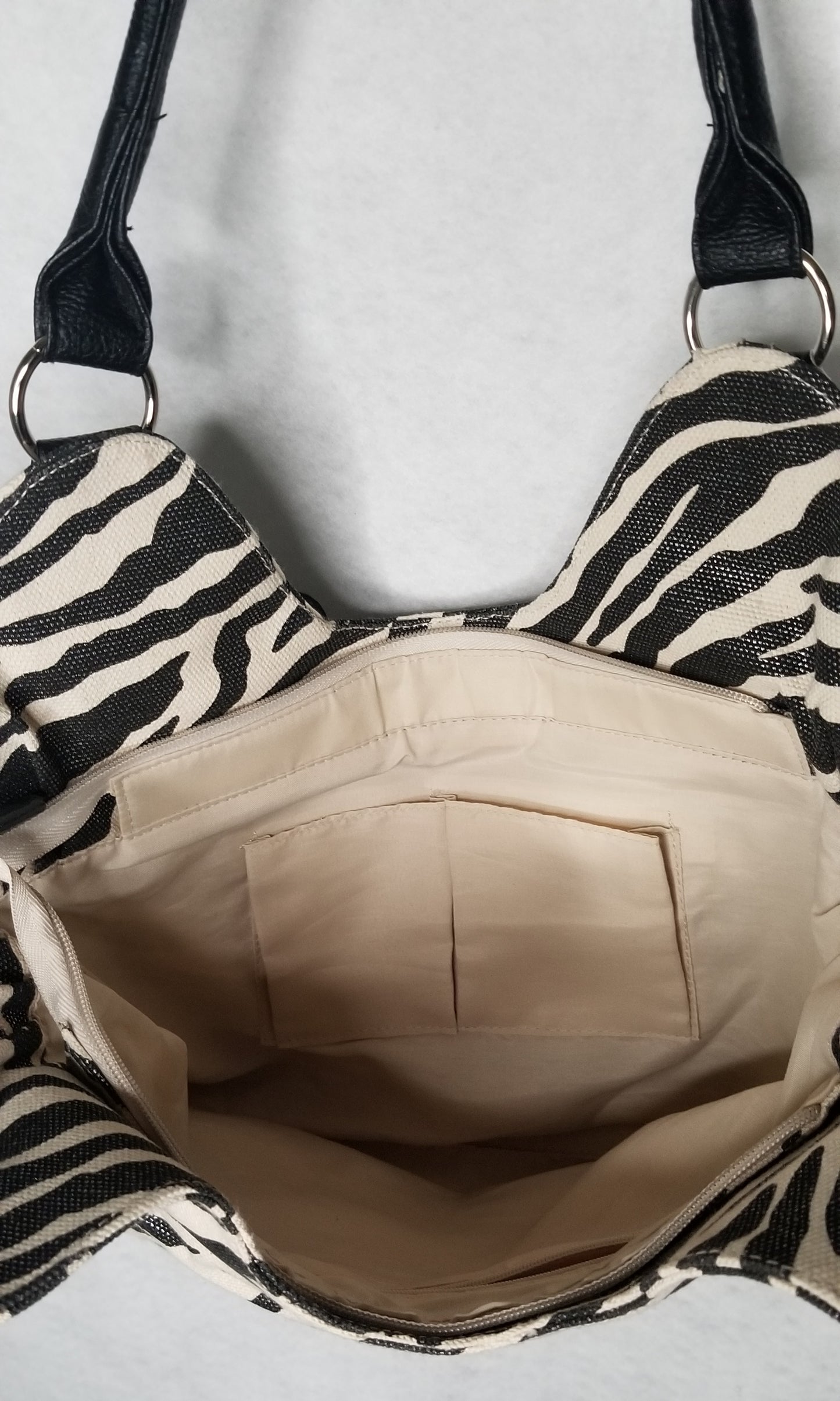 Zebra Stiped Shoulder bag with Flower