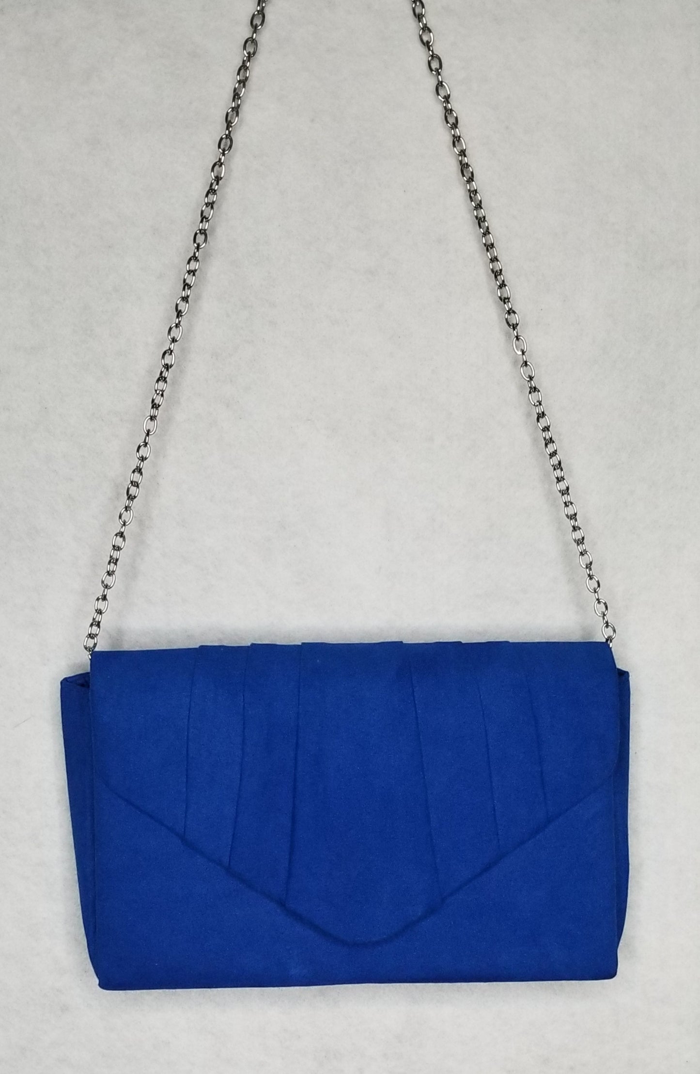 Blue Velvet Clutch Clutch with Silver Chain