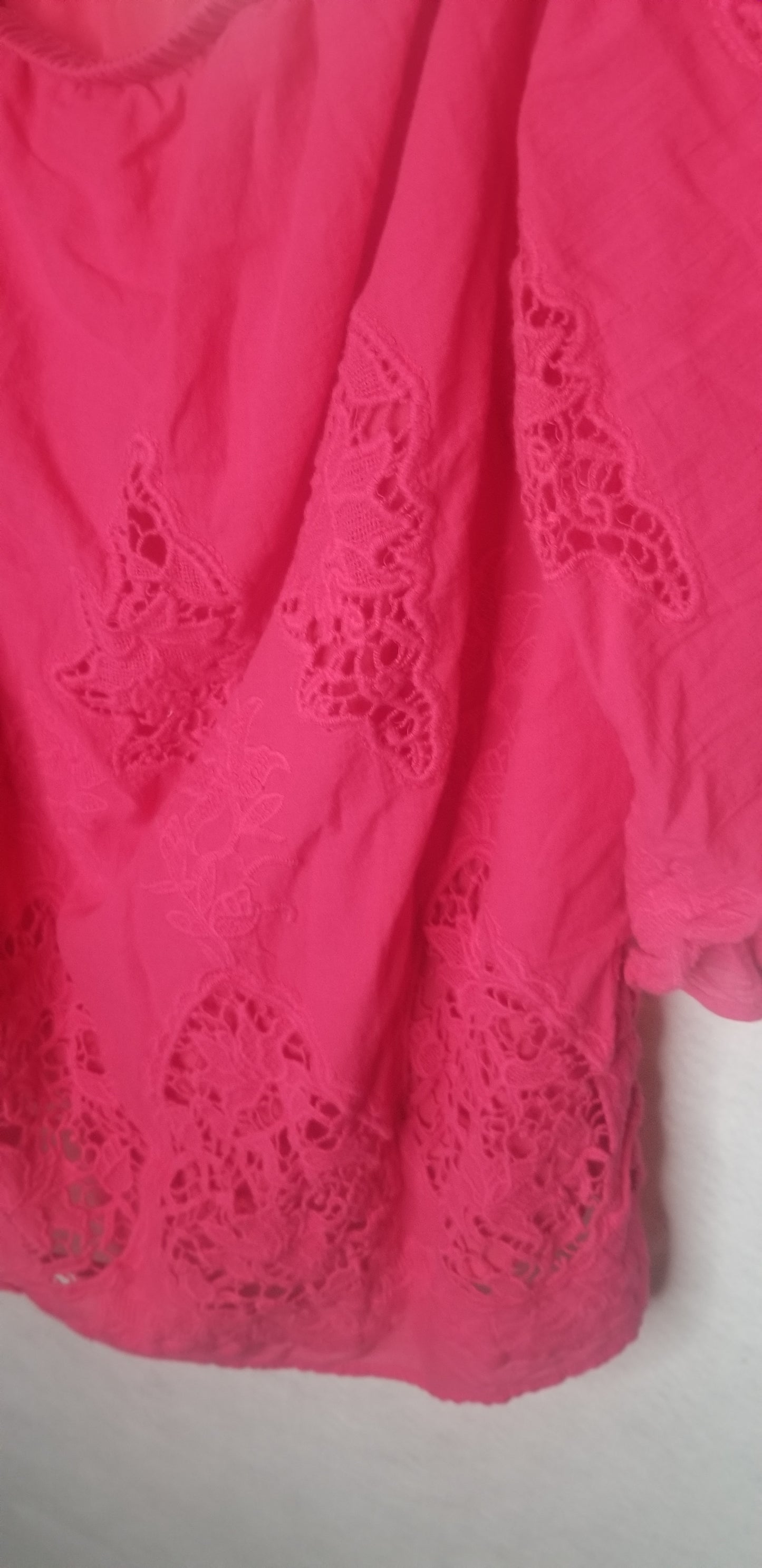 Lane Bryant Hot Pink Off Shouder  Embroidered Tunic Size 18/20