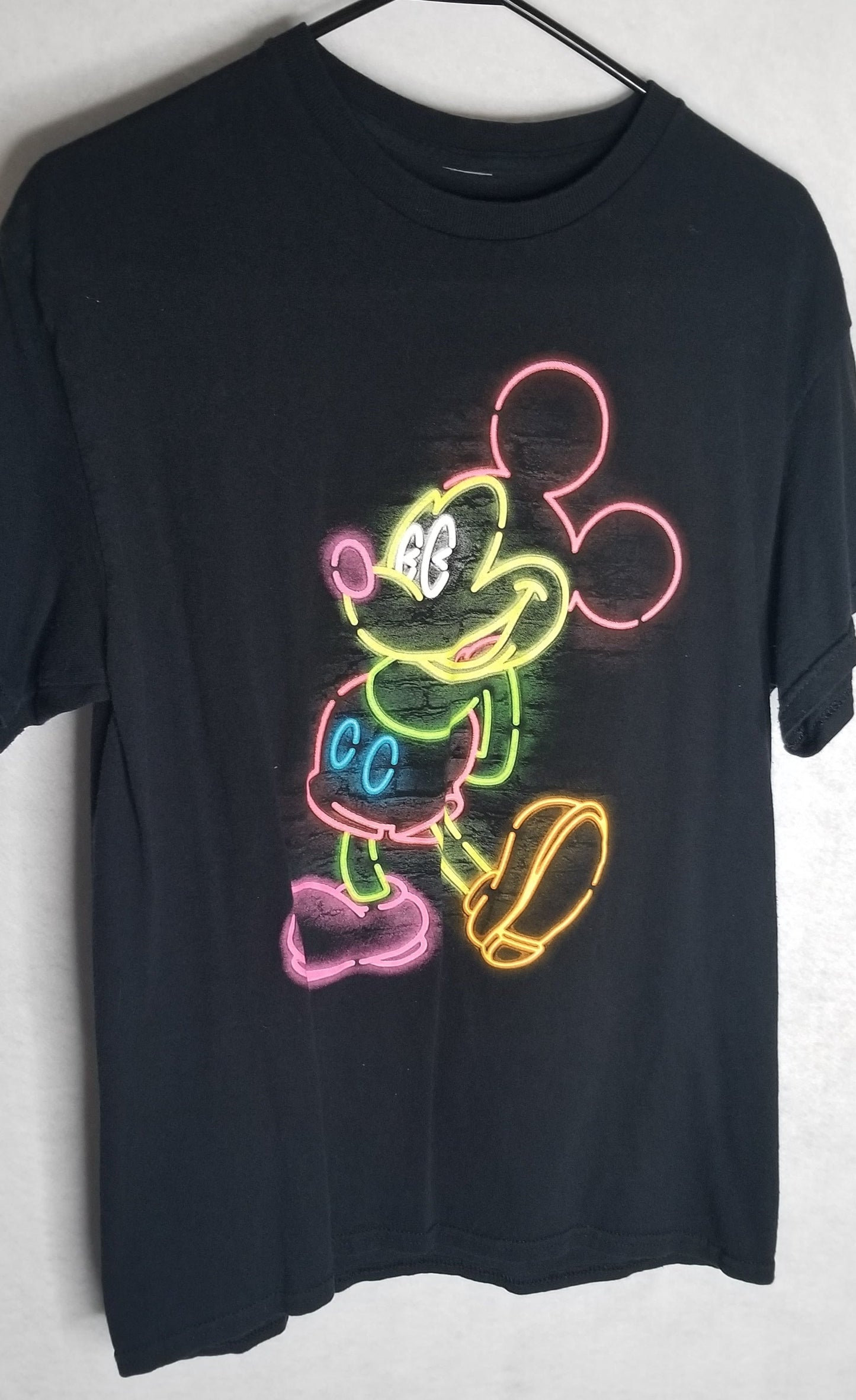 Neon Glow Mickey Mouse Tee Size M