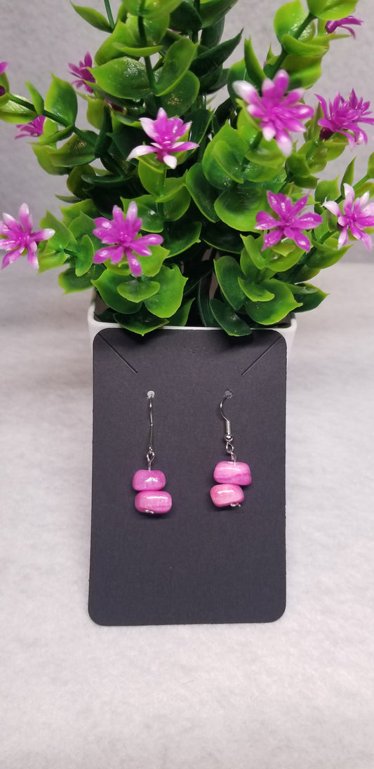 Pink Fuschia Colored Dangling Earrings