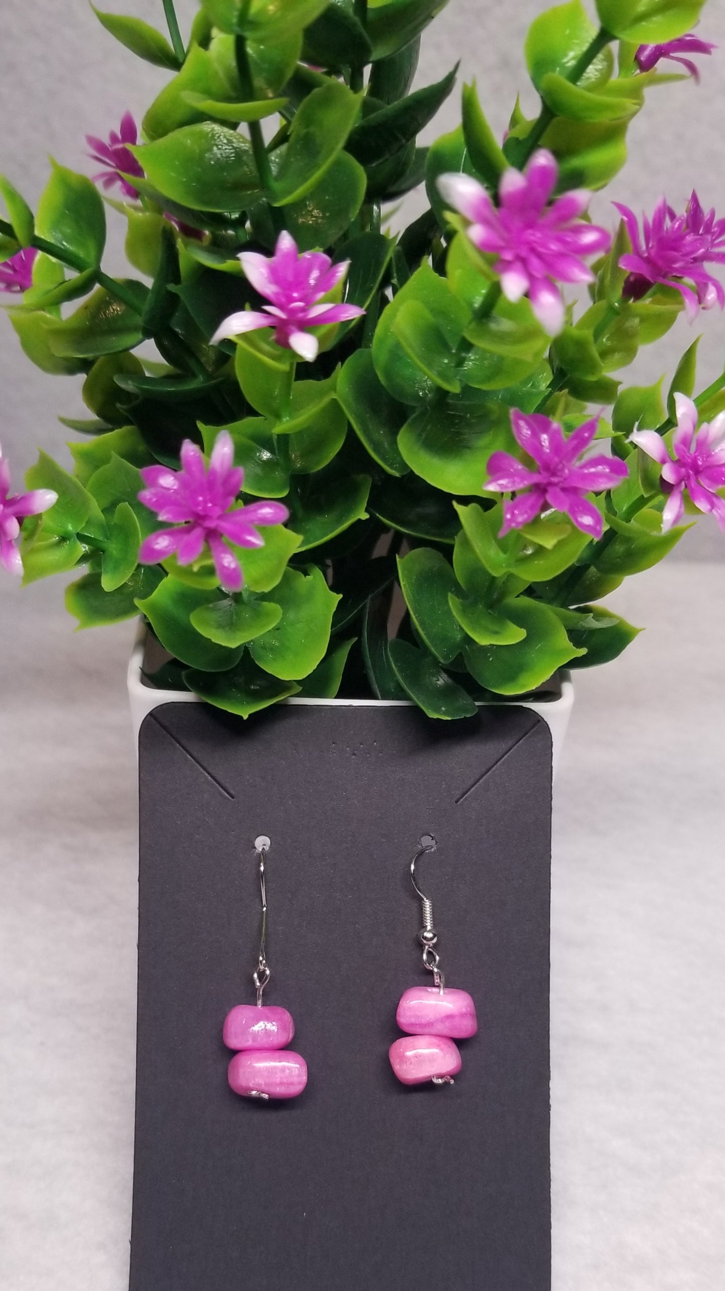 Pink Fuschia Colored Dangling Earrings