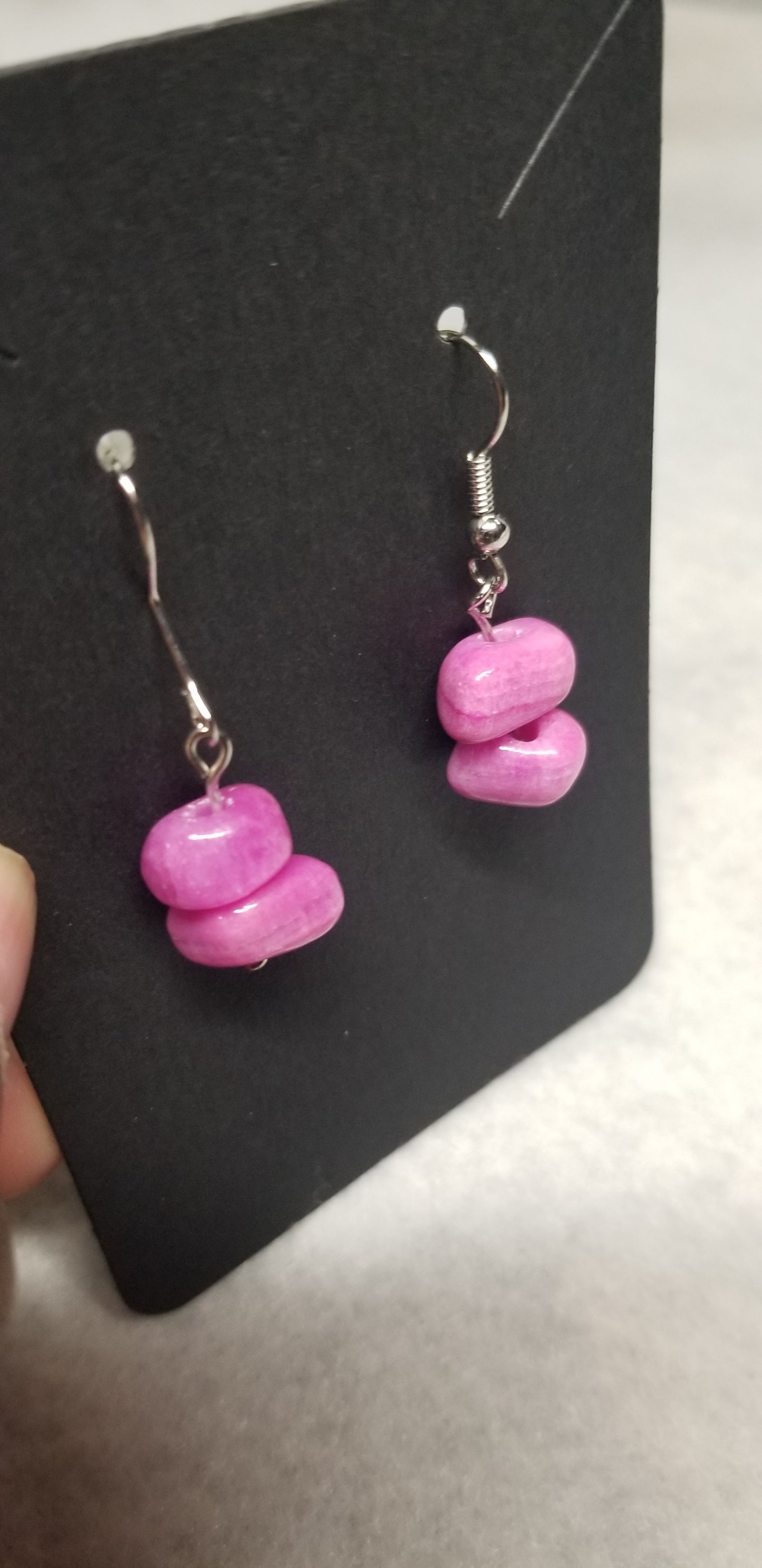 Pink Fuschia Colored Dangling Earrings