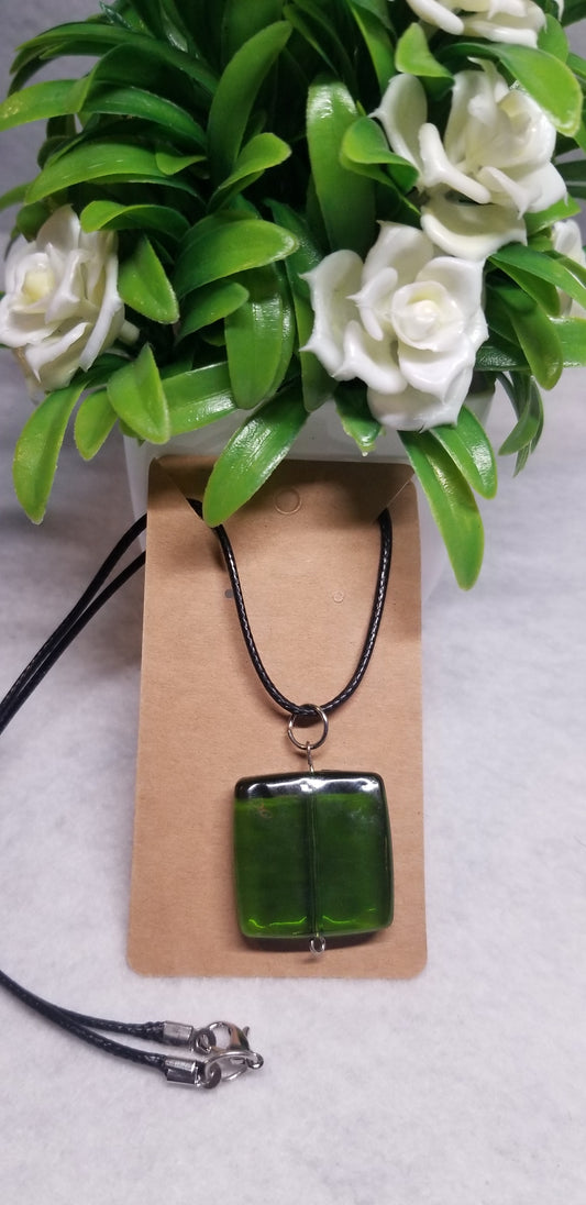 Green Square Beaded Necklace