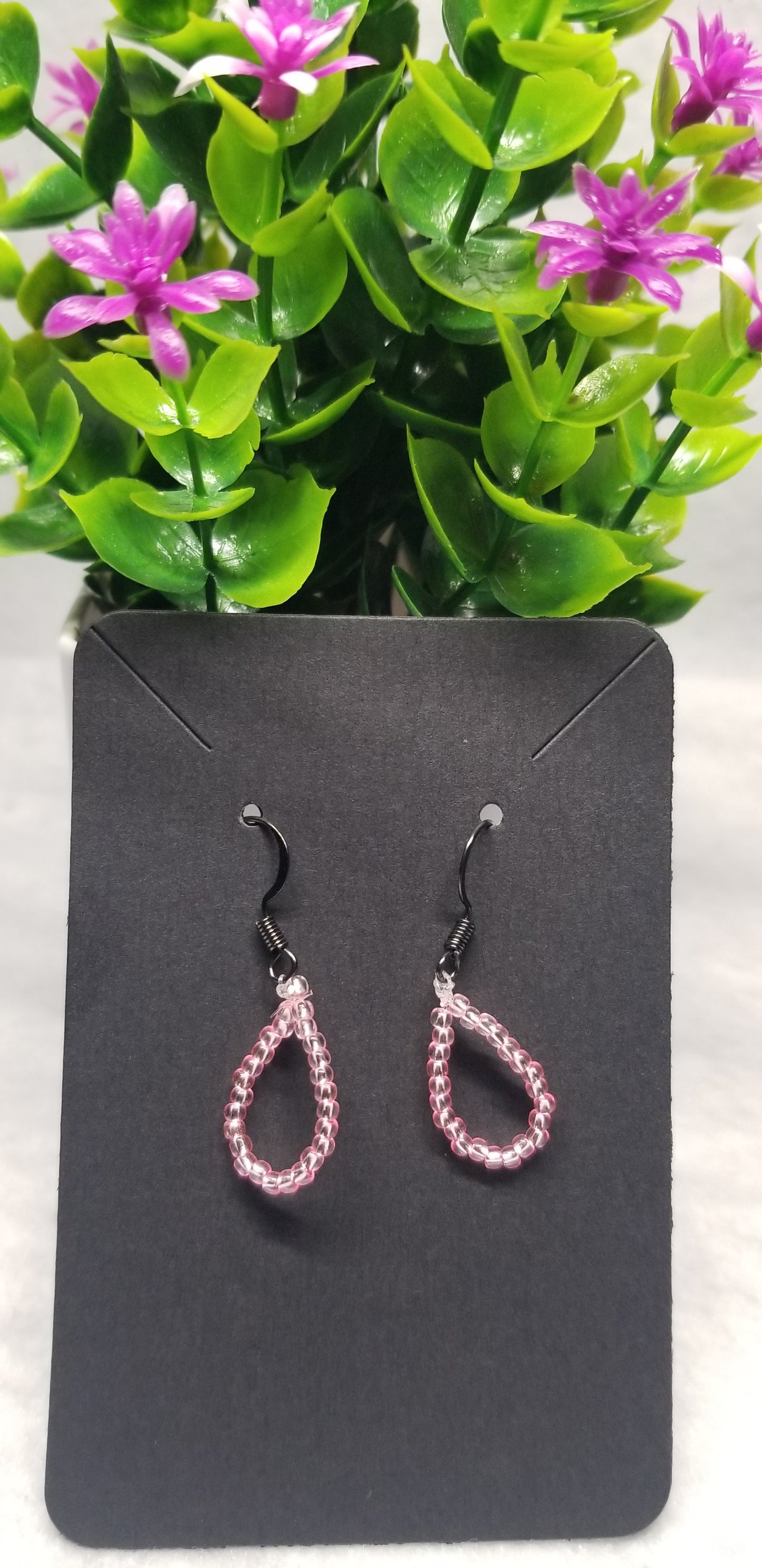 Baby Pink Hoop Beaded Earings