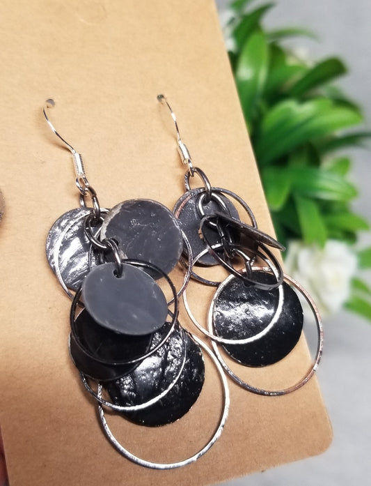 Black Sediment Hoop Earrings