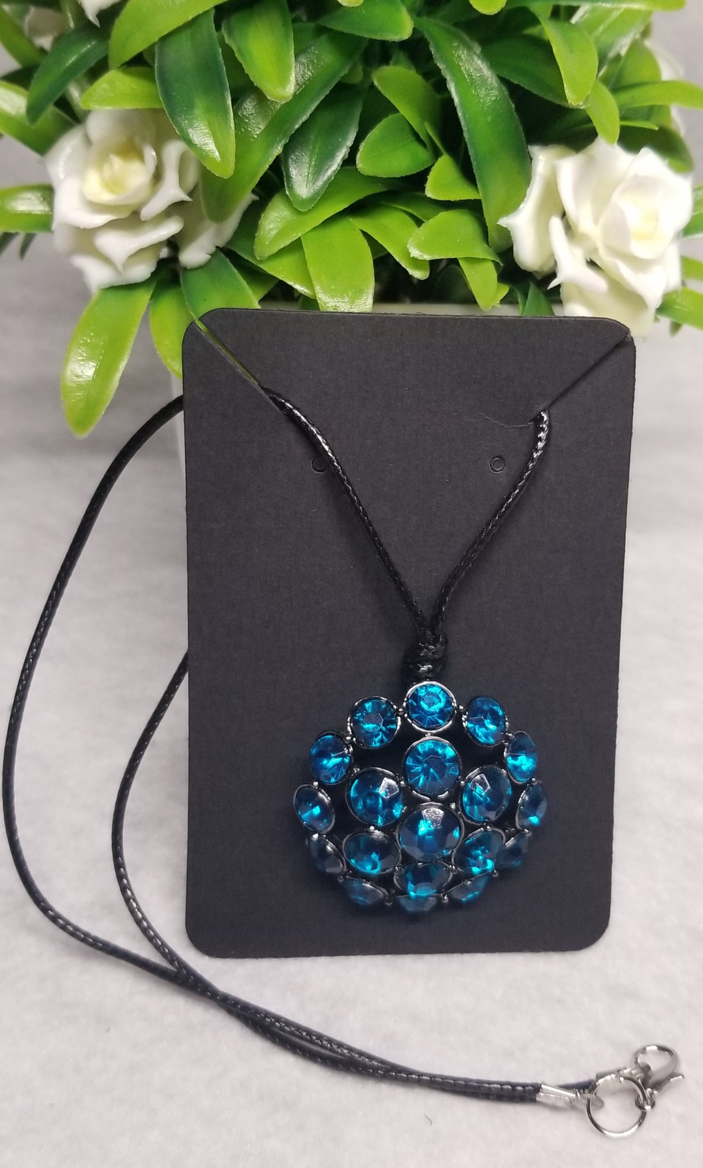 Blue Crystal Pendant Necklace