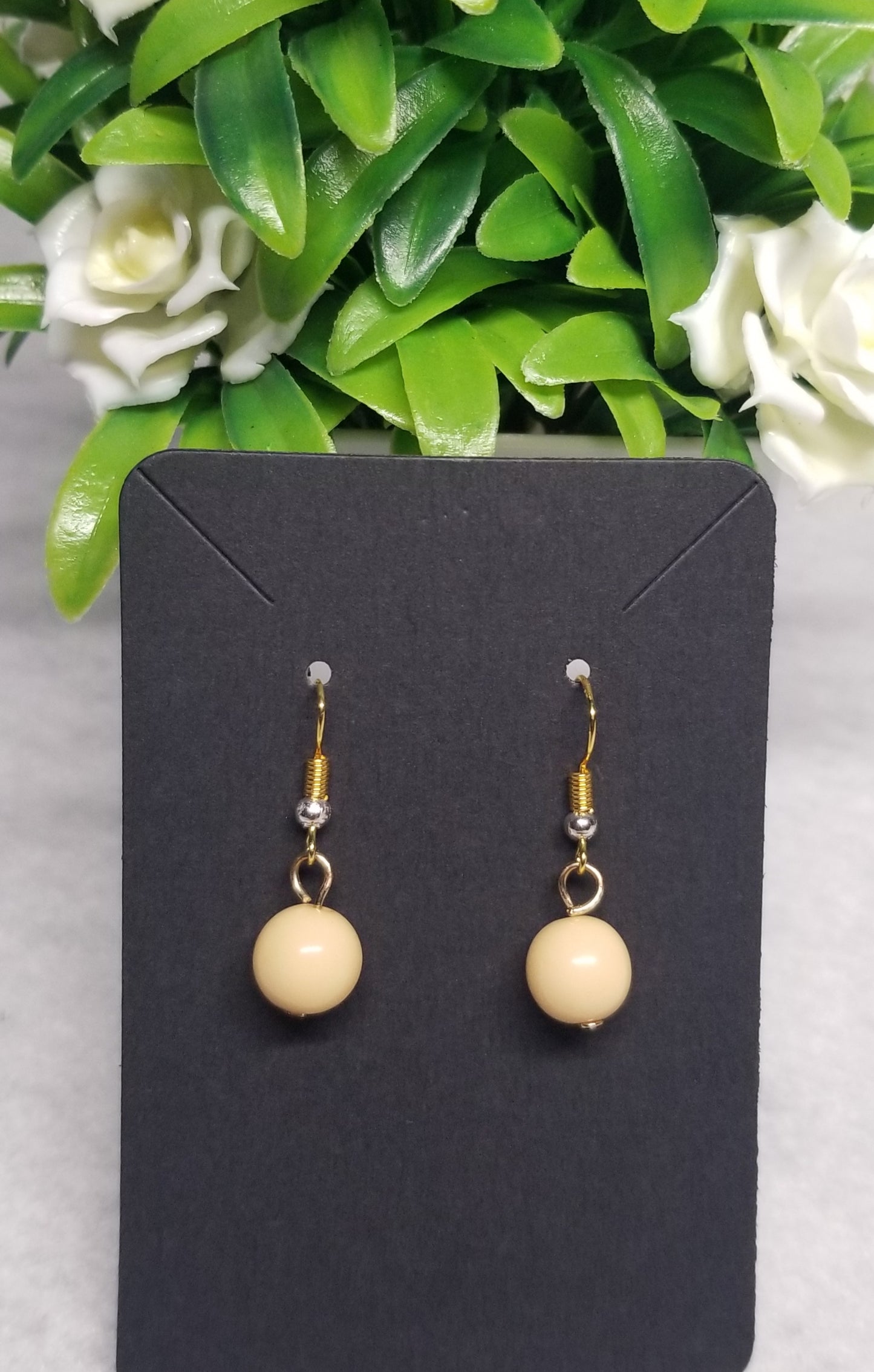 Tan Single Beaded Earrings