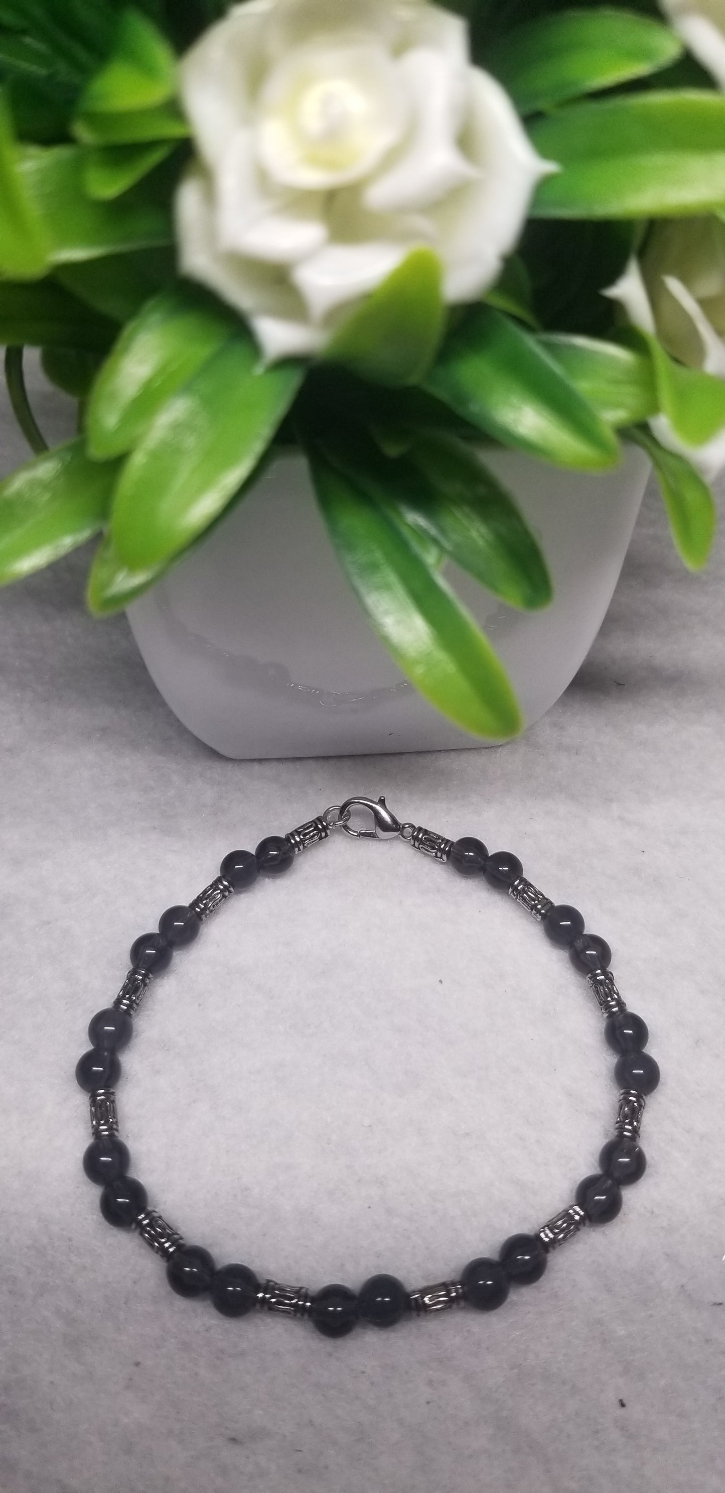 Black and Silver Beaded Bracelet