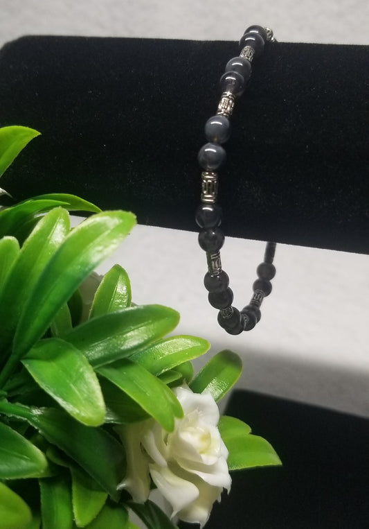 Black and Silver Beaded Bracelet