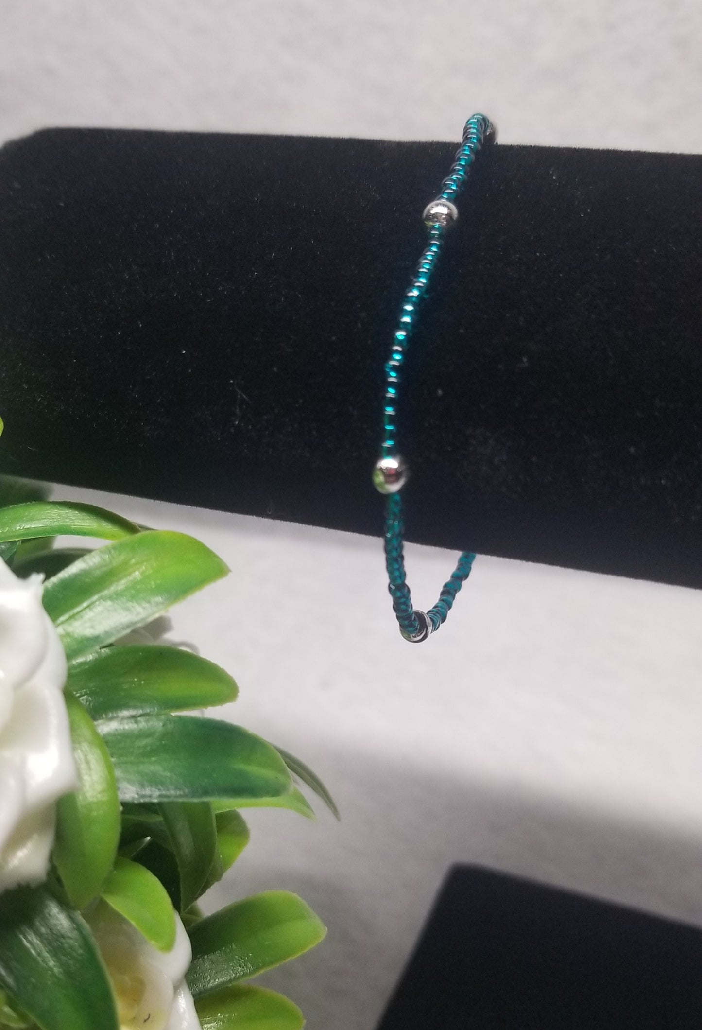 Turquoise and Silver Beaded Bracelet