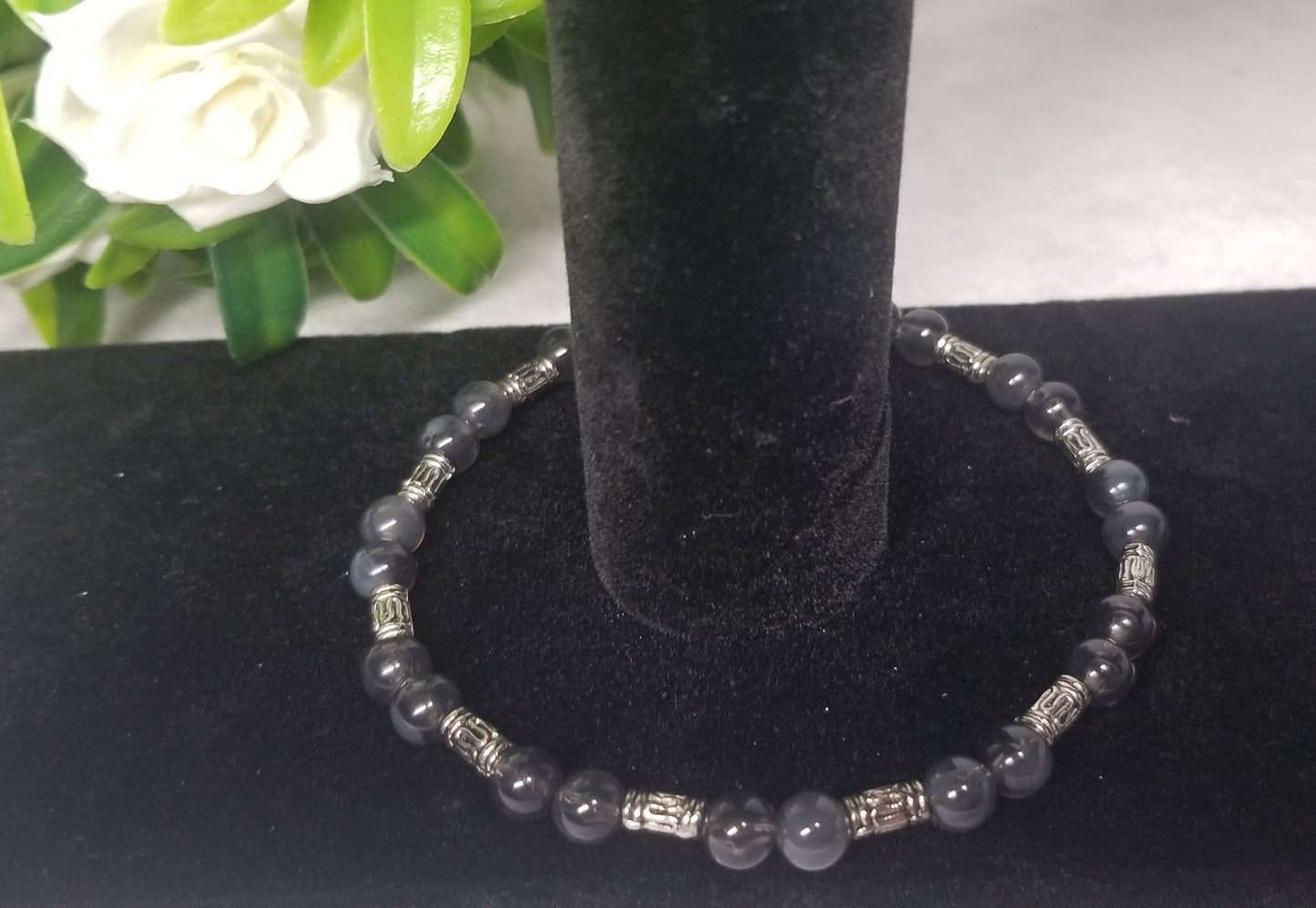 Black and Silver Beaded Bracelet