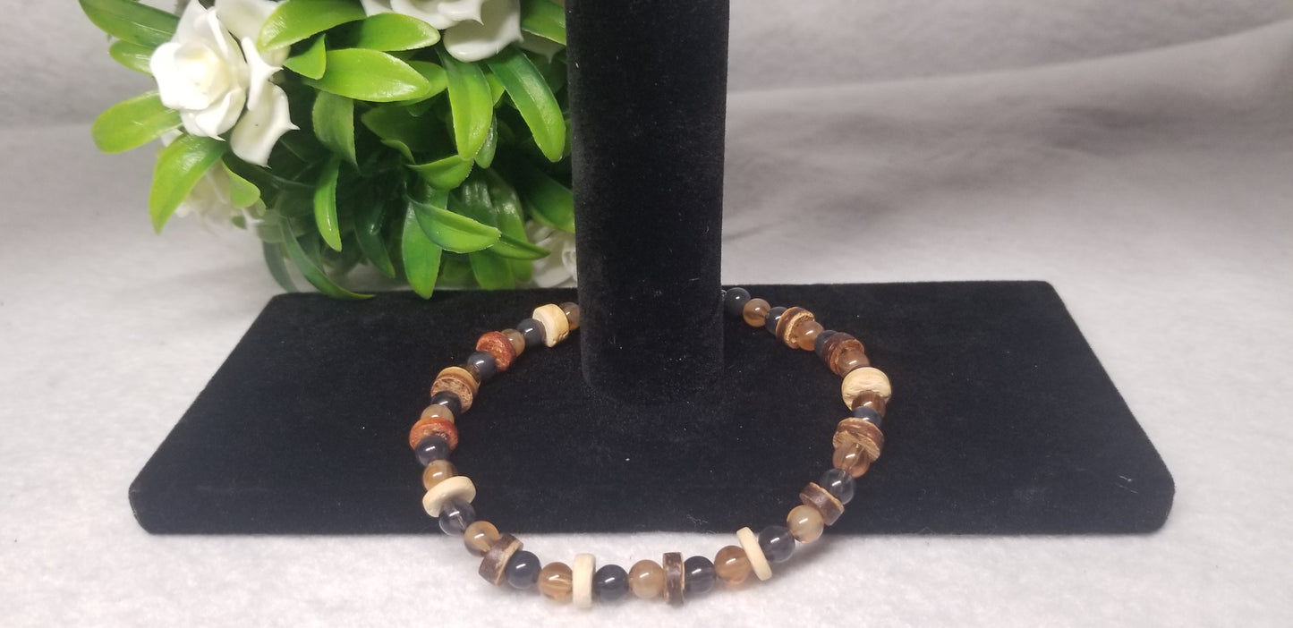 Brown Shades and Black Beaded Bracelet