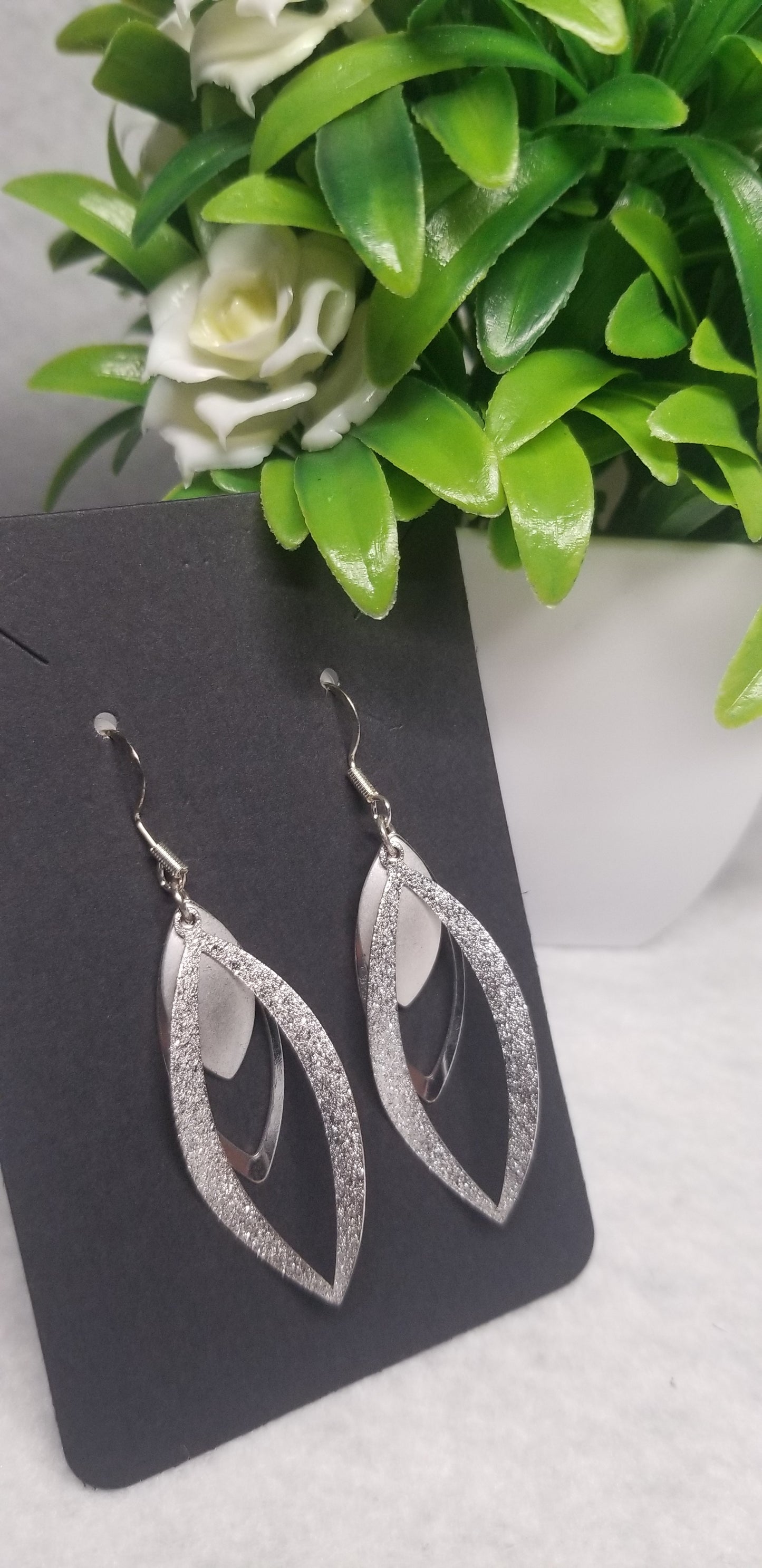 Silver Metal Dangle Earrings