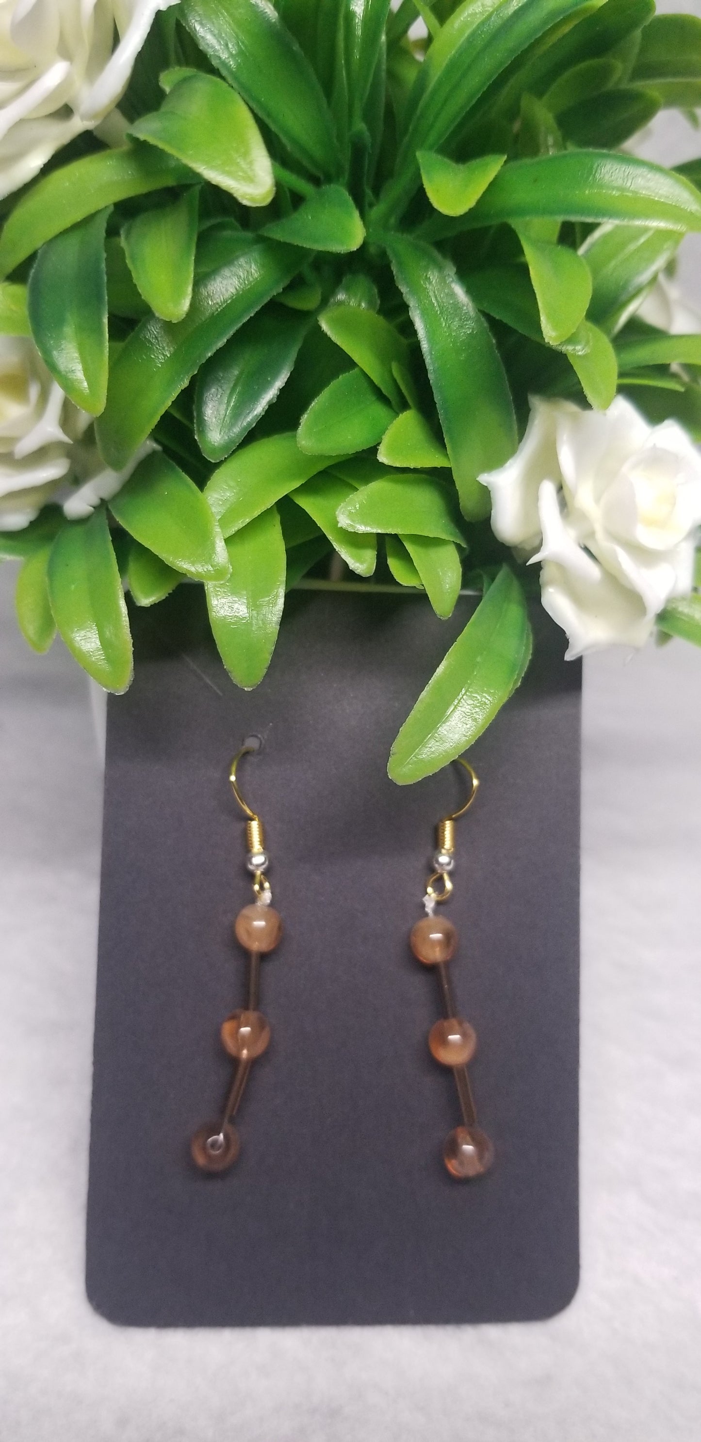 Gold Skinny Bead Dangle Earrings