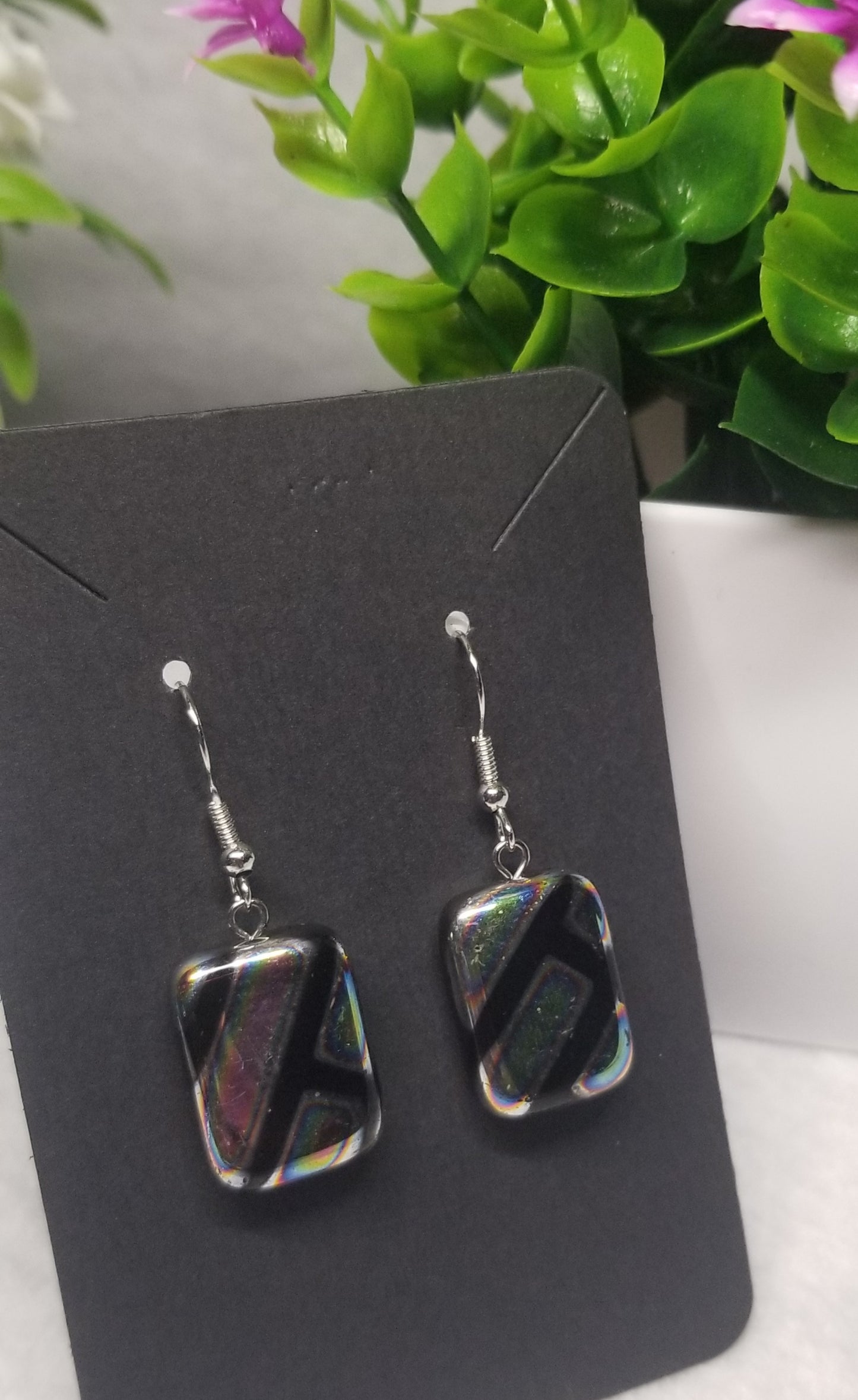 Black Metallic Dangle Earrings