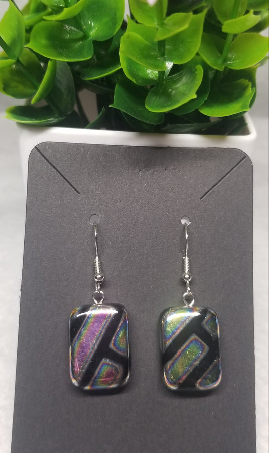 Black Metallic Dangle Earrings