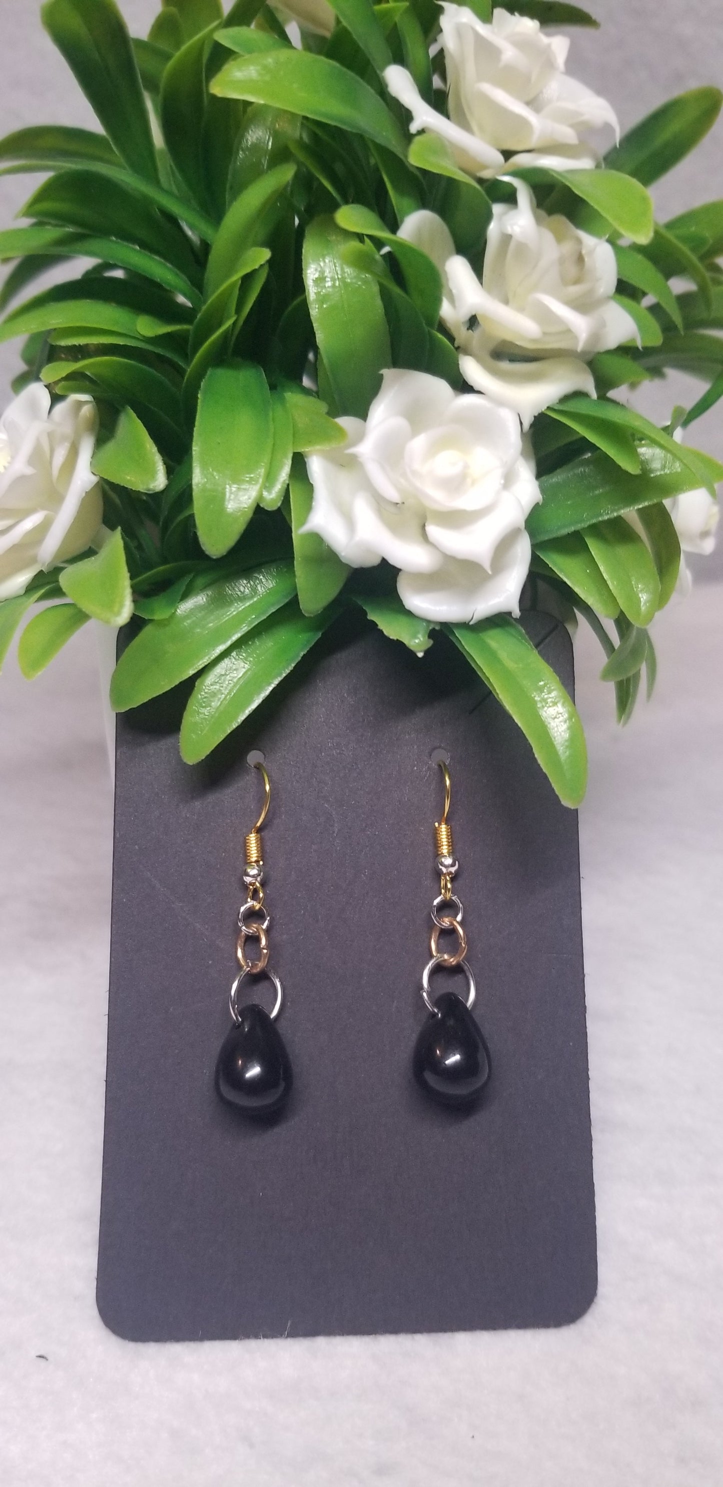 Black Tear Drop Earrings