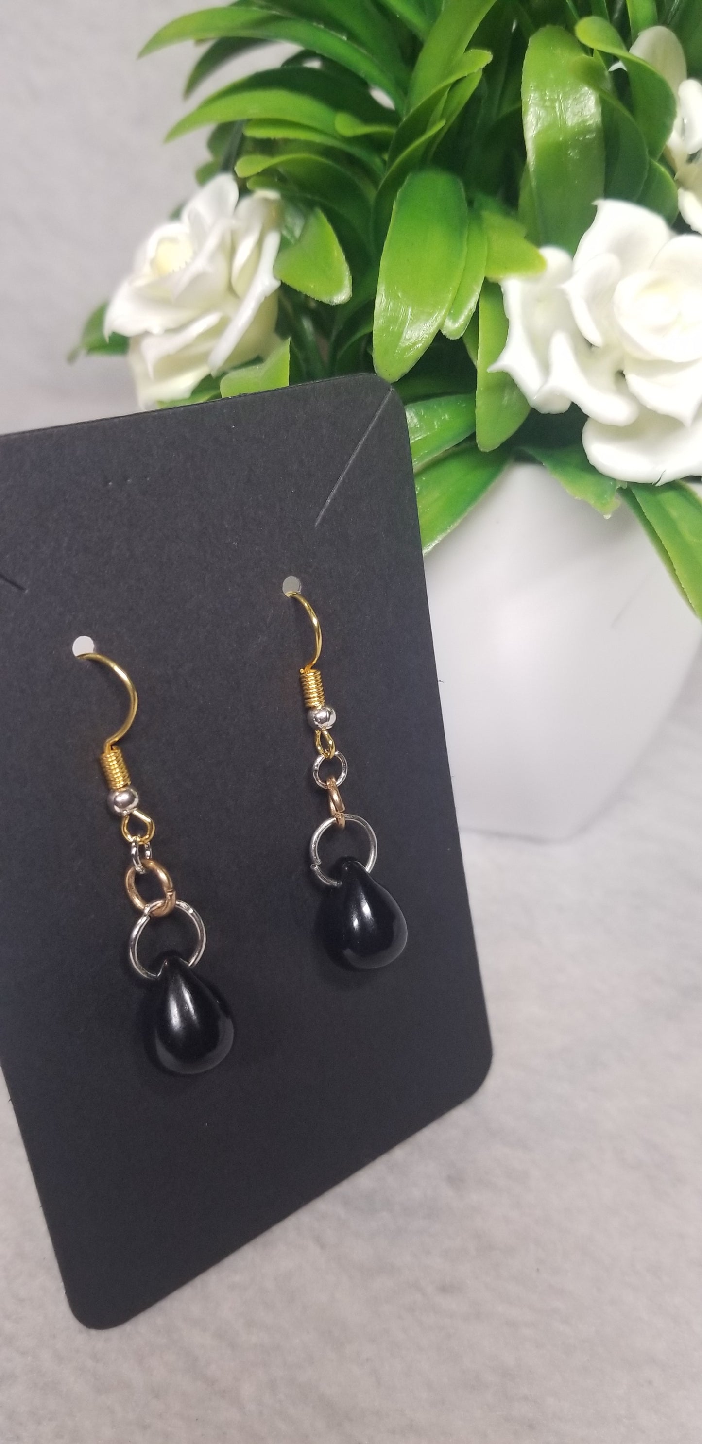 Black Tear Drop Earrings