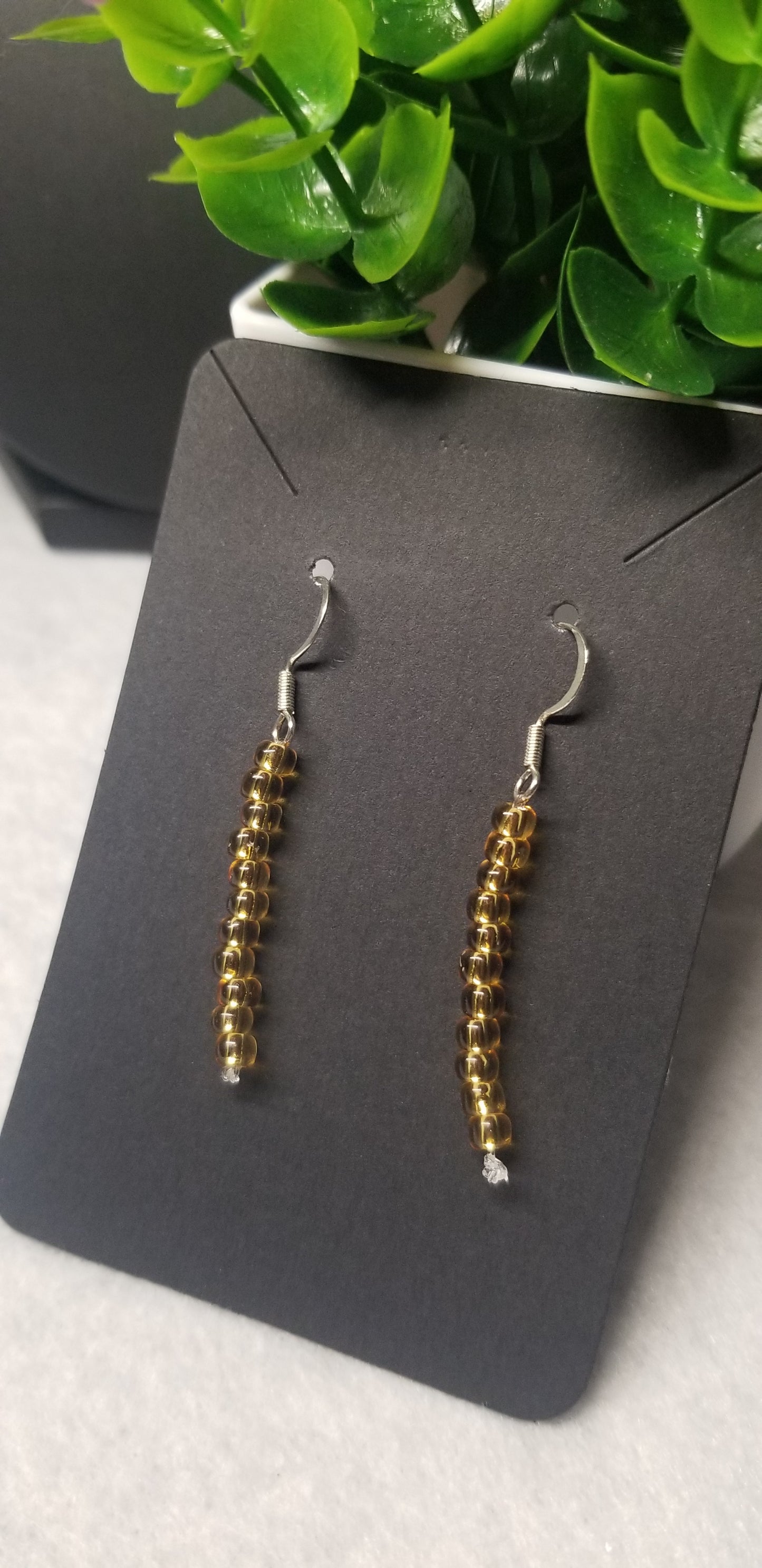 Gold Yellow Beaded Earring