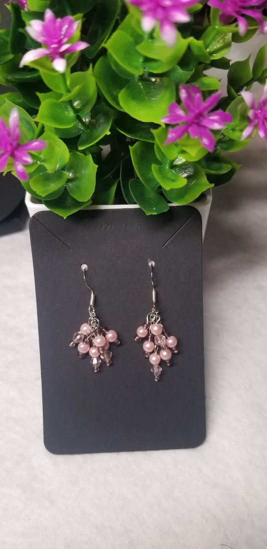 Pastel Pink Floral Dangle Earrings