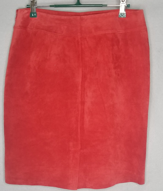 Vintage Express World Brand Red Suede Pencil Skirt Size 5/6