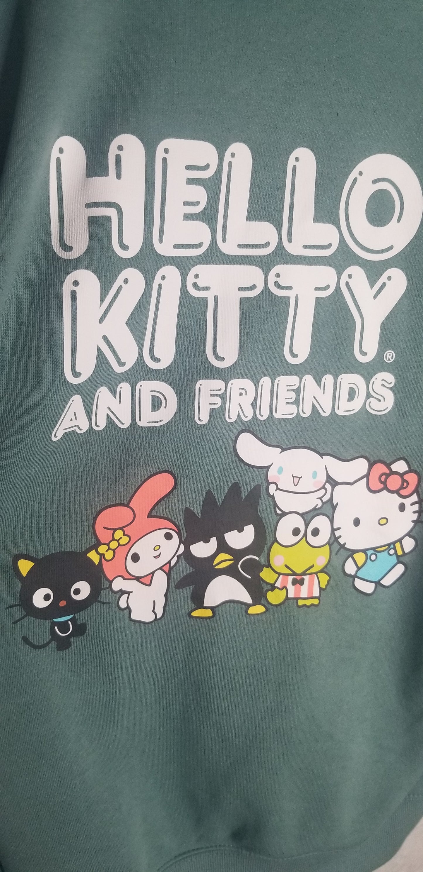 Hello Kitty & Friends Green Hoodie Size Small